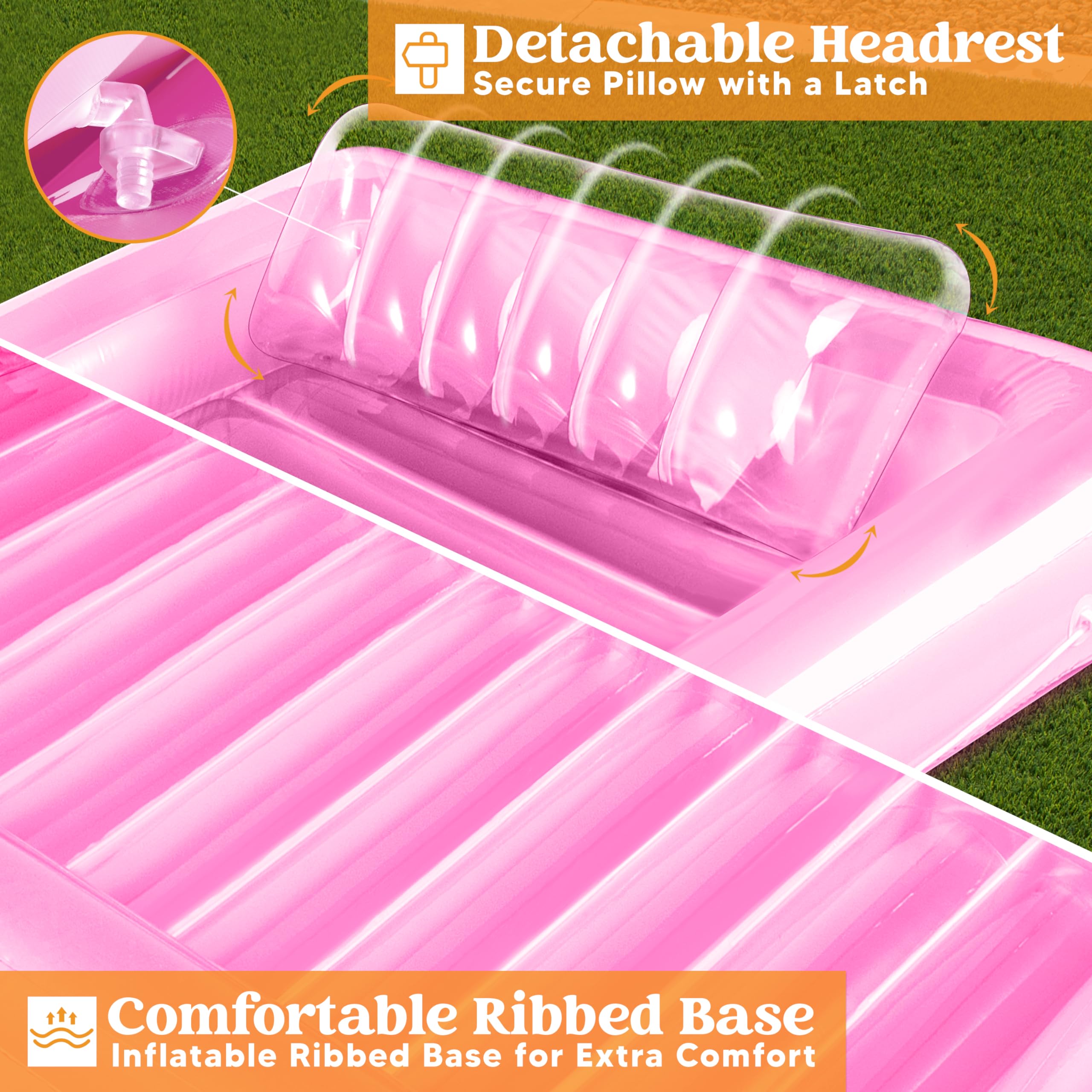 Foto 5 | Bronceador Inflable Para Piscina, Salón, Flotador, En Forma De L, Rosa - Venta Internacional.
