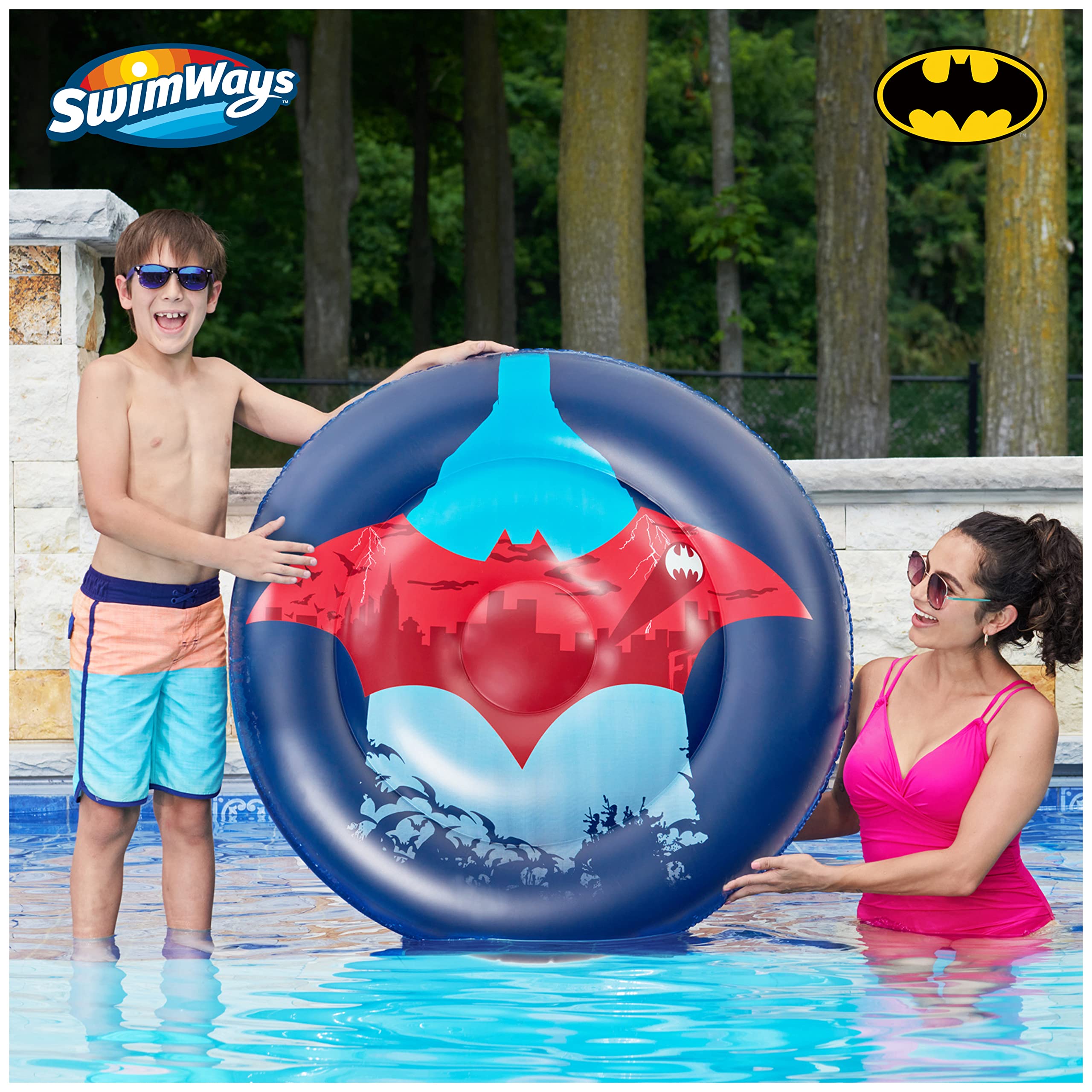 Foto 3 pulgar | Bote Reversible Pool Float Swimways Dc Batman Para Niños Mayores De 5 Años - Venta Internacional.
