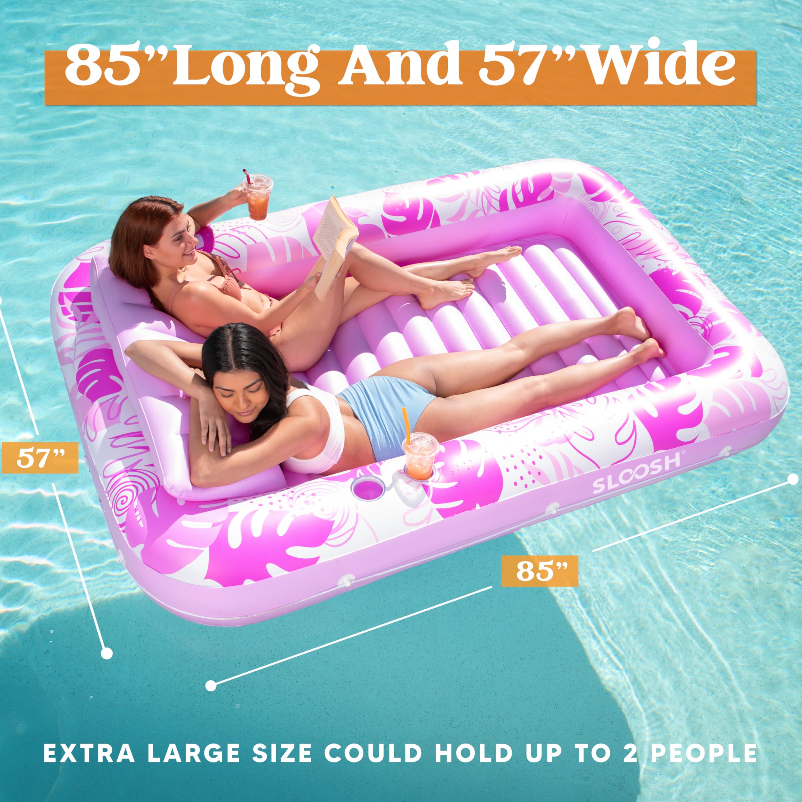 Foto 3 pulgar | Tumbona Inflable Para Broncearse Para Piscina Float Sloosh Xl, Color Rosa, 85 X 57 Cm - Venta Internacional.
