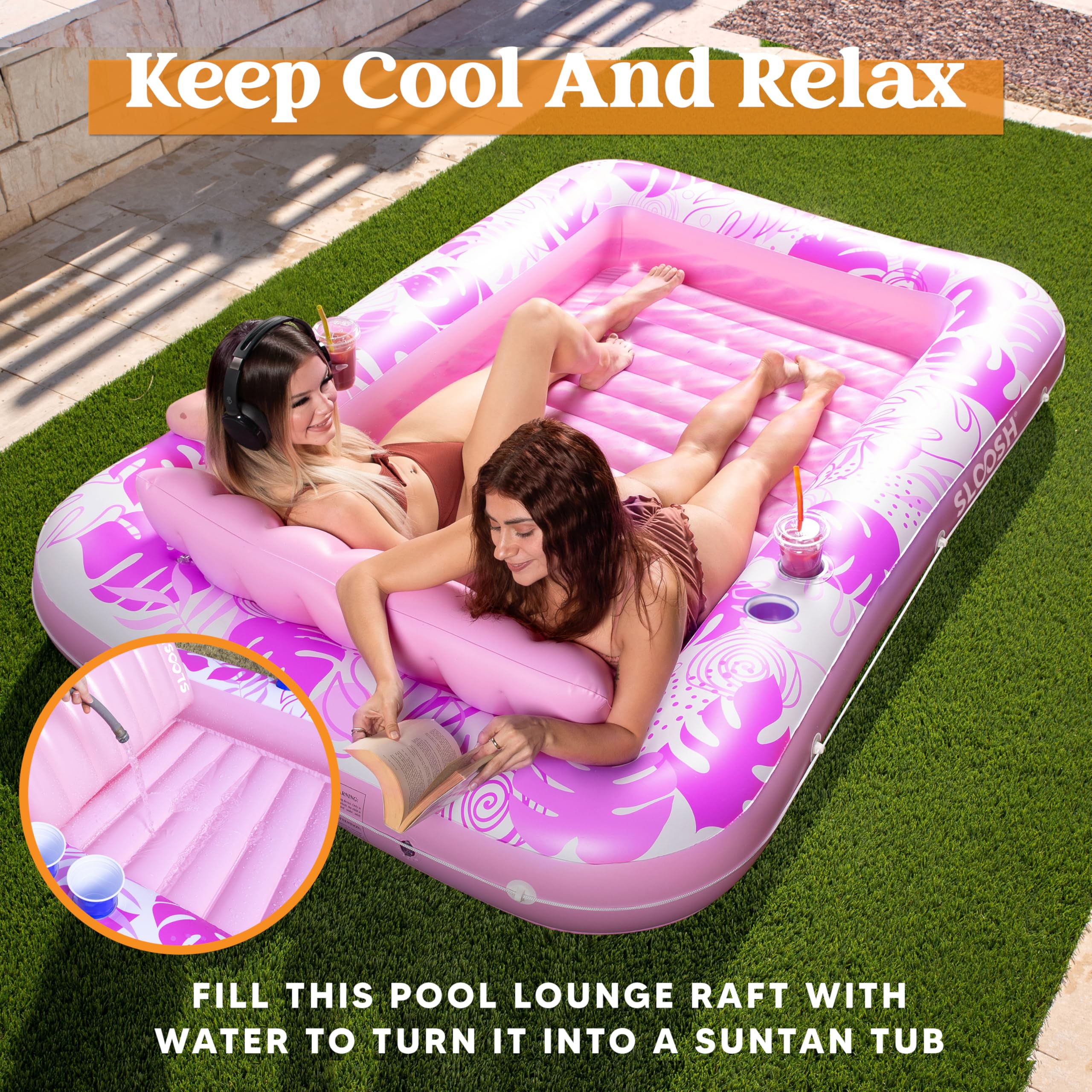 Foto 4 pulgar | Tumbona Inflable Para Broncearse Para Piscina Float Sloosh Xl, Color Rosa, 85 X 57 Cm - Venta Internacional.