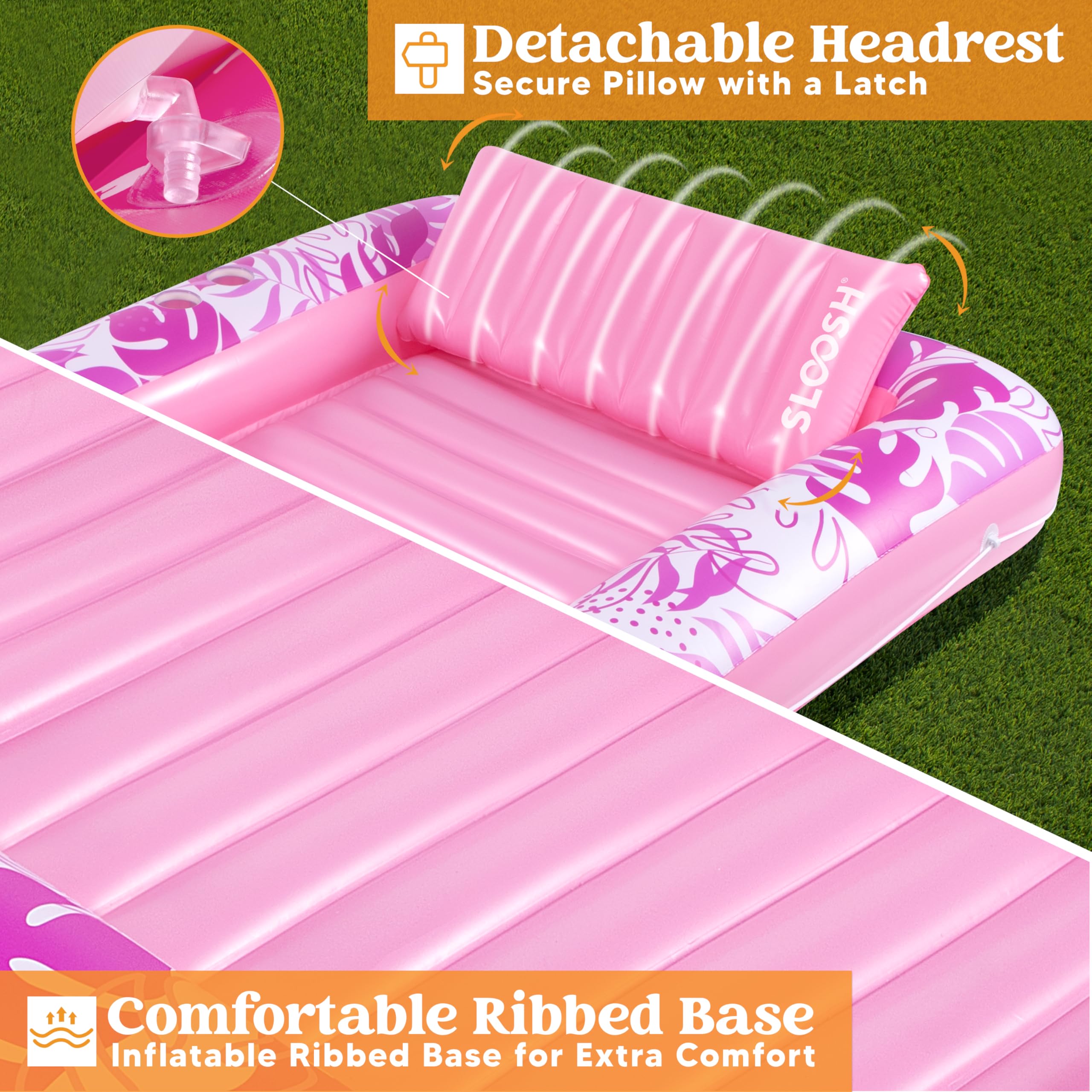 Foto 6 pulgar | Tumbona Inflable Para Broncearse Para Piscina Float Sloosh Xl, Color Rosa, 85 X 57 Cm - Venta Internacional.