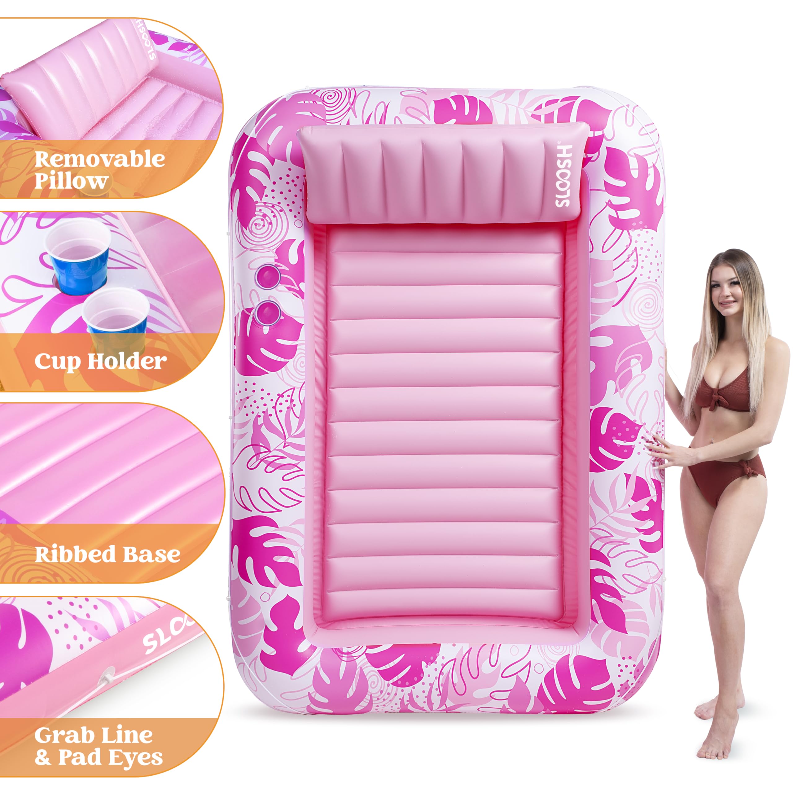 Foto 7 pulgar | Tumbona Inflable Para Broncearse Para Piscina Float Sloosh Xl, Color Rosa, 85 X 57 Cm - Venta Internacional.