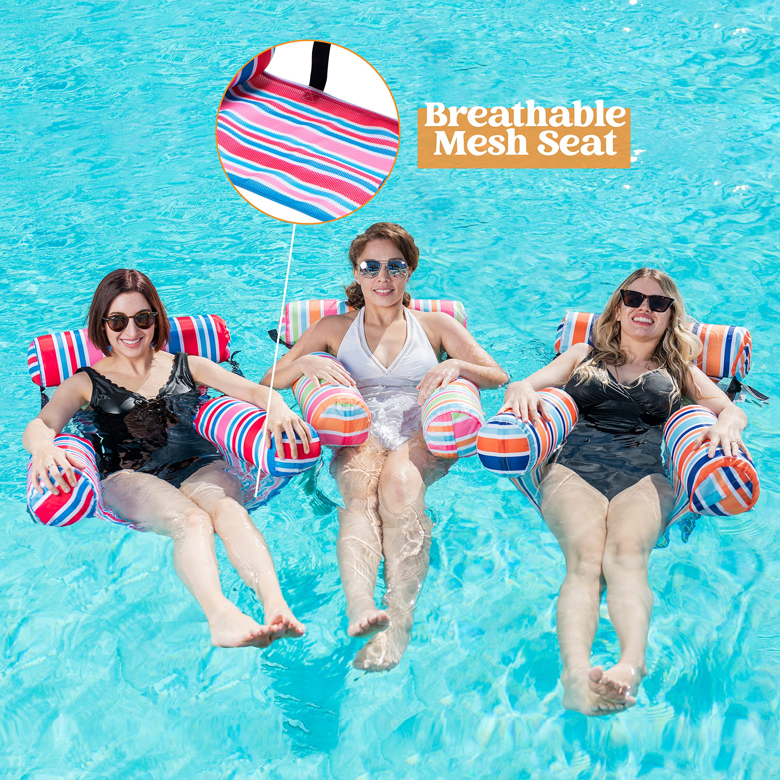 Foto 6 pulgar | Sillón Flotante Para Piscina Con Estampado De Rayas Inclinadas, Paquete De 3 - Venta Internacional.