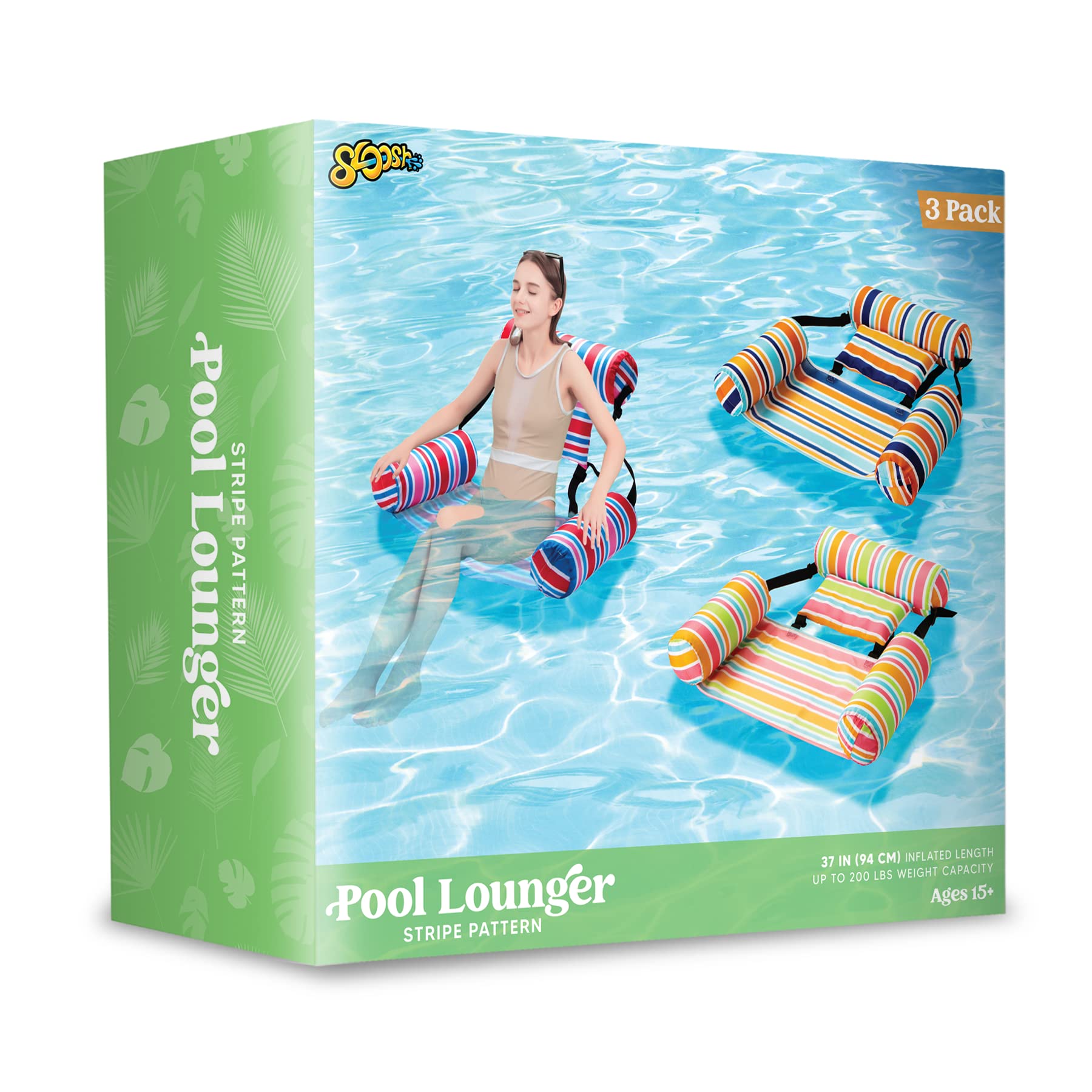 Foto 7 pulgar | Sillón Flotante Para Piscina Con Estampado De Rayas Inclinadas, Paquete De 3 - Venta Internacional.