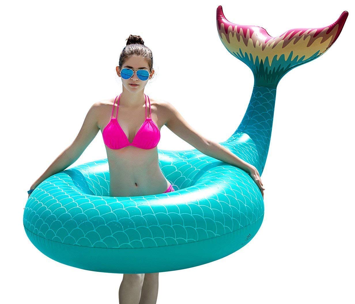 Foto 2 pulgar | Flotador Inflable Con Forma De Cola De Sirena Jasonwell, Color Verde Gigante - Venta Internacional.