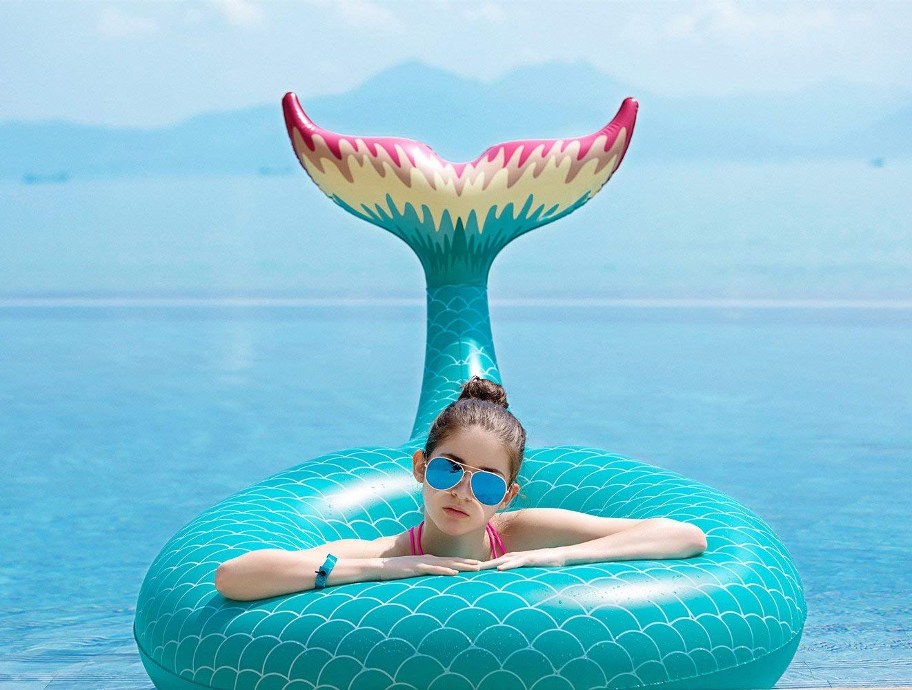 Foto 3 pulgar | Flotador Inflable Con Forma De Cola De Sirena Jasonwell, Color Verde Gigante - Venta Internacional.