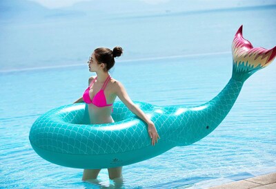 Foto 4 | Flotador Inflable Con Forma De Cola De Sirena Jasonwell, Color Verde Gigante - Venta Internacional.