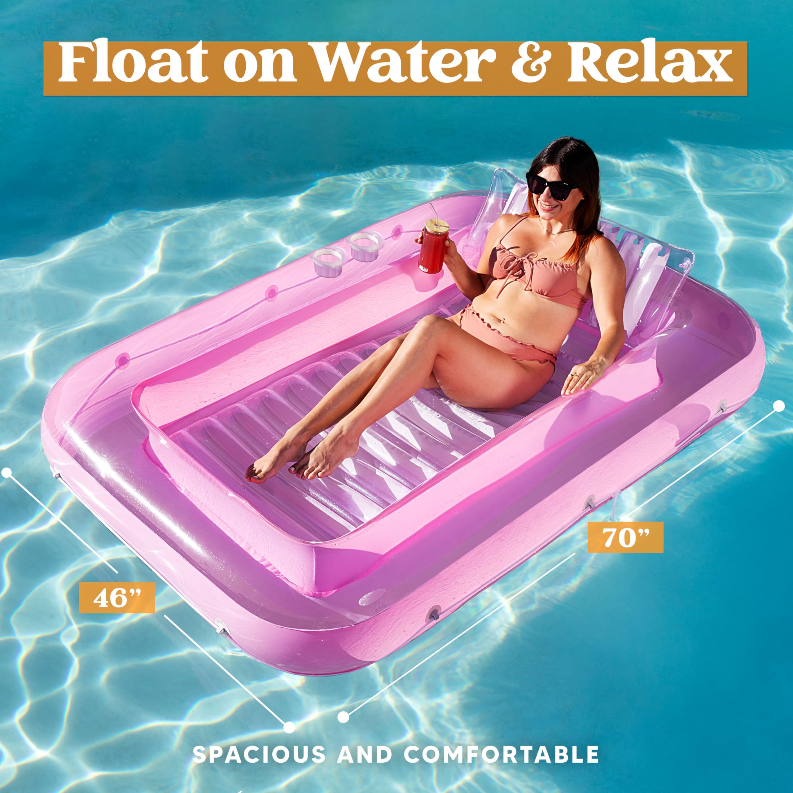 Foto 3 pulgar | Bronceador Inflable Para Piscina, Salón, Flotador, En Forma De L, Rosa - Venta Internacional.