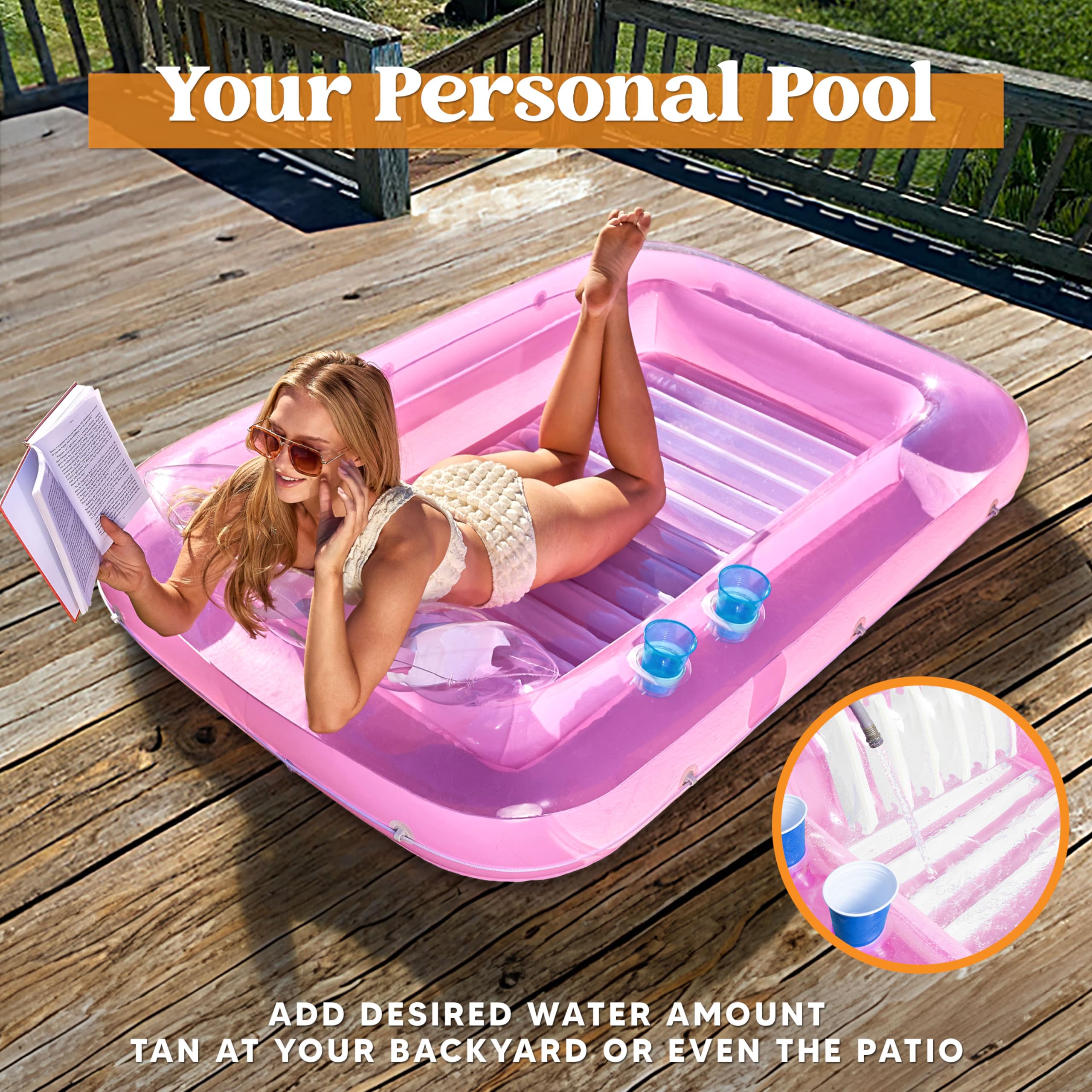 Foto 4 pulgar | Bronceador Inflable Para Piscina, Salón, Flotador, En Forma De L, Rosa - Venta Internacional.