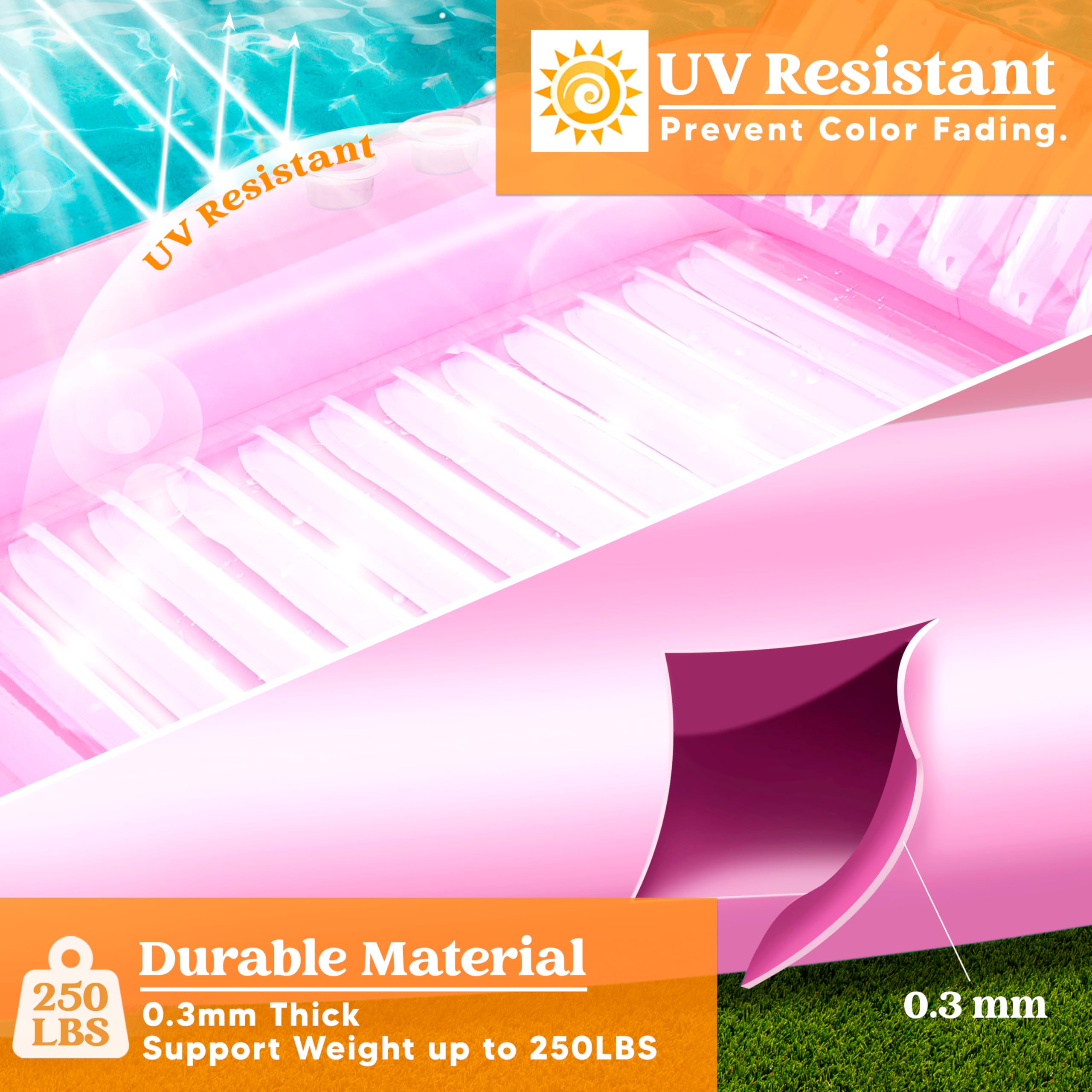 Foto 5 pulgar | Bronceador Inflable Para Piscina, Salón, Flotador, En Forma De L, Rosa - Venta Internacional.