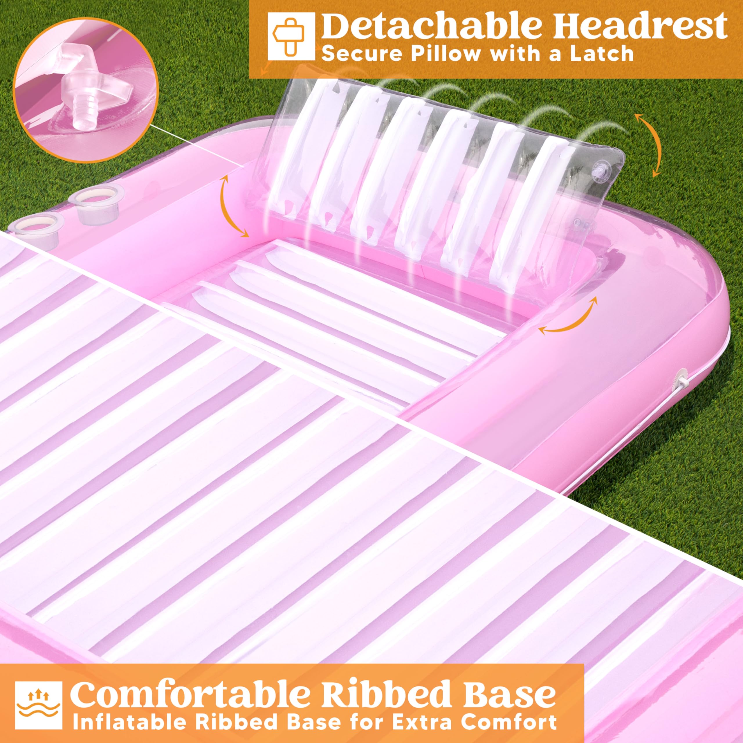 Foto 6 pulgar | Bronceador Inflable Para Piscina, Salón, Flotador, En Forma De L, Rosa - Venta Internacional.