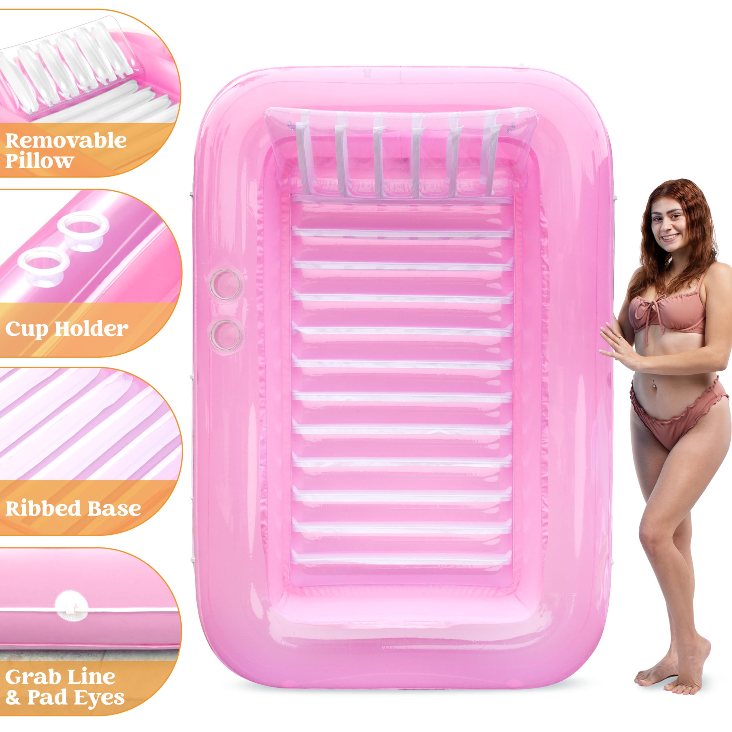 Foto 7 pulgar | Bronceador Inflable Para Piscina, Salón, Flotador, En Forma De L, Rosa - Venta Internacional.