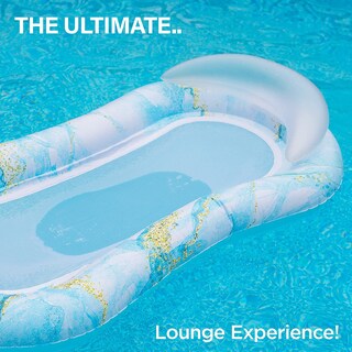Foto 4 | Tumbona Flotante Para Piscina Galvanox De Mármol Azul Con Fondo De Malla - Venta Internacional.