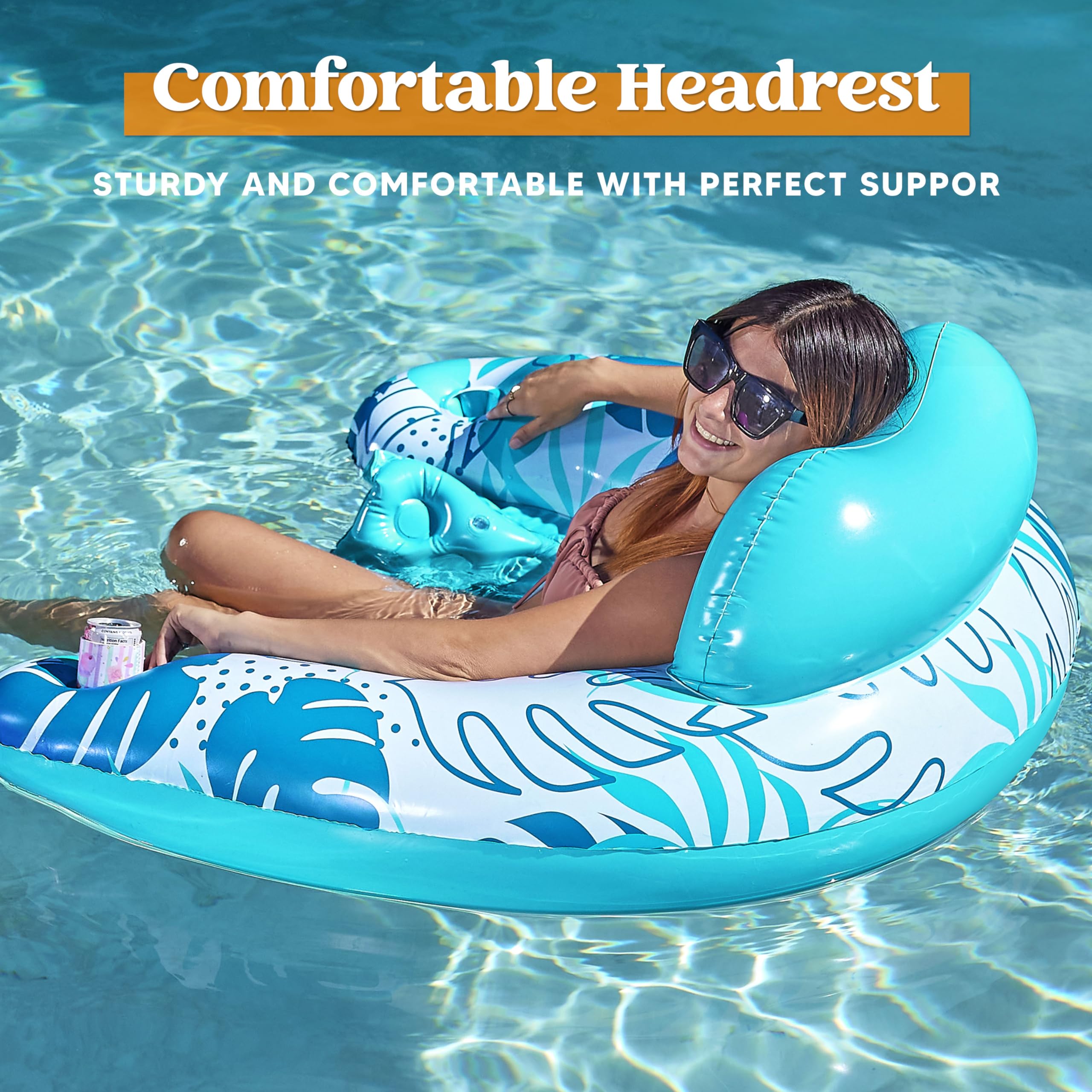 Foto 2 | Flotadores Inflables Para Piscina Sloosh Para Adultos, Paquete De 2 Con Portavasos - Venta Internacional.