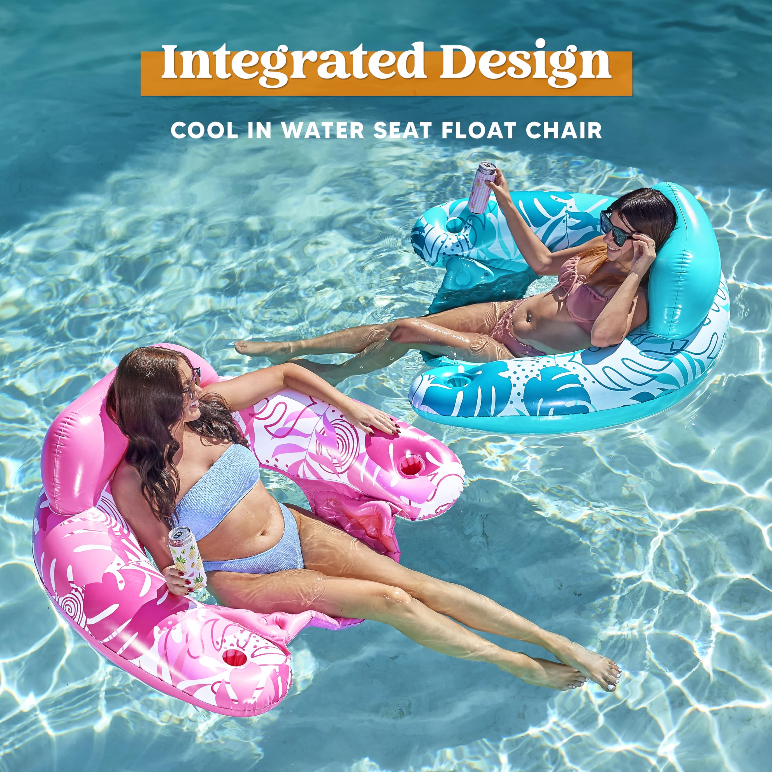 Foto 3 | Flotadores Inflables Para Piscina Sloosh Para Adultos, Paquete De 2 Con Portavasos - Venta Internacional.