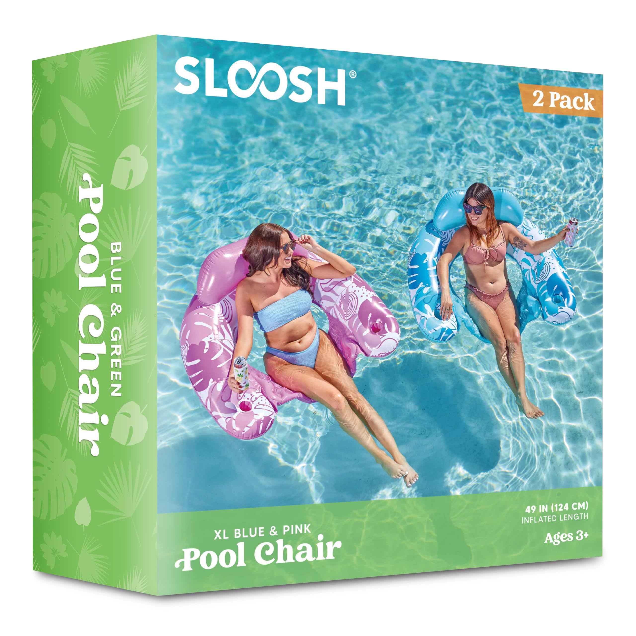 Foto 7 | Flotadores Inflables Para Piscina Sloosh Para Adultos, Paquete De 2 Con Portavasos - Venta Internacional.