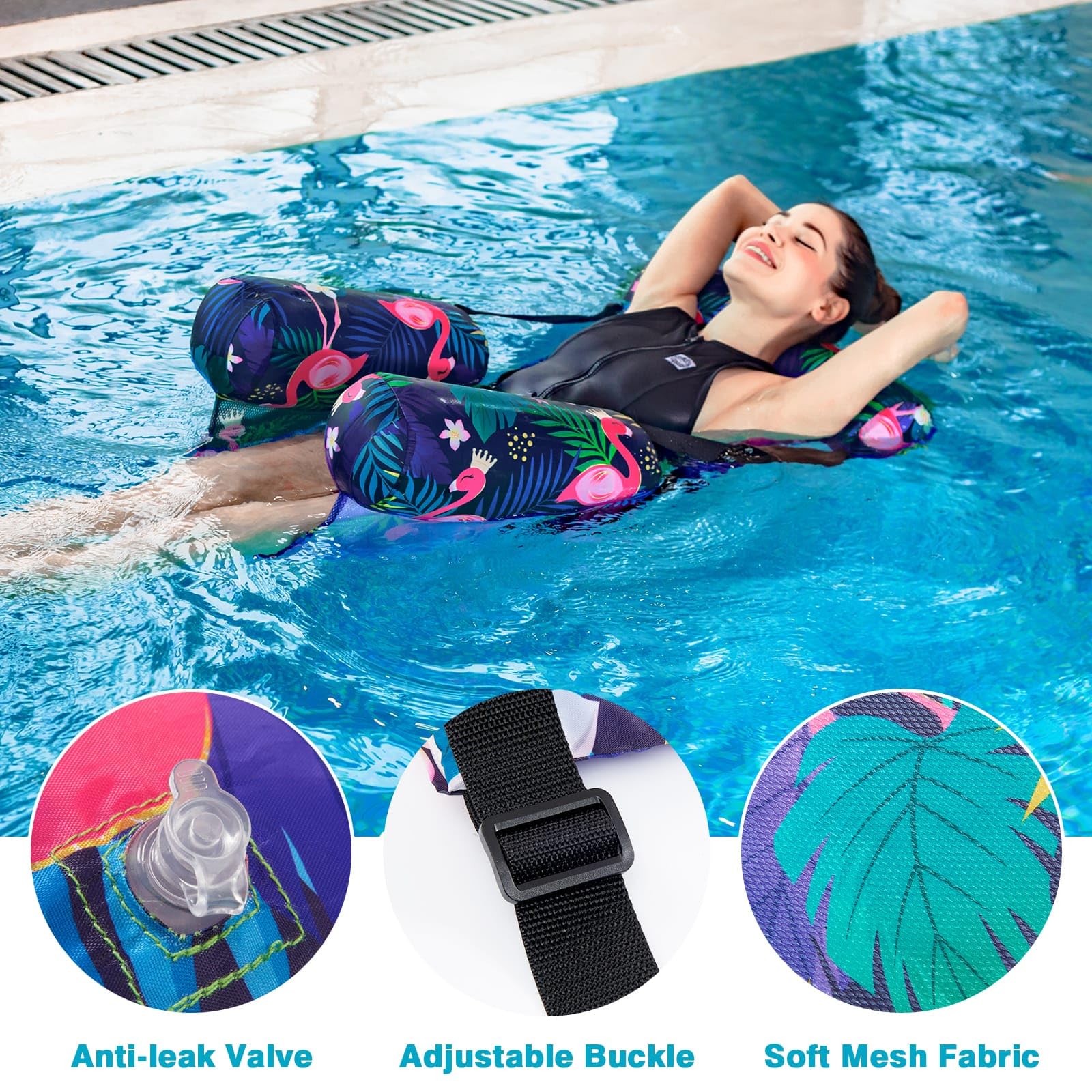 Foto 5 pulgar | Silla Flotante Para Piscina Wernnsai Con Plantas De Color Verde Flamenco Para Adultos - Venta Internacional.