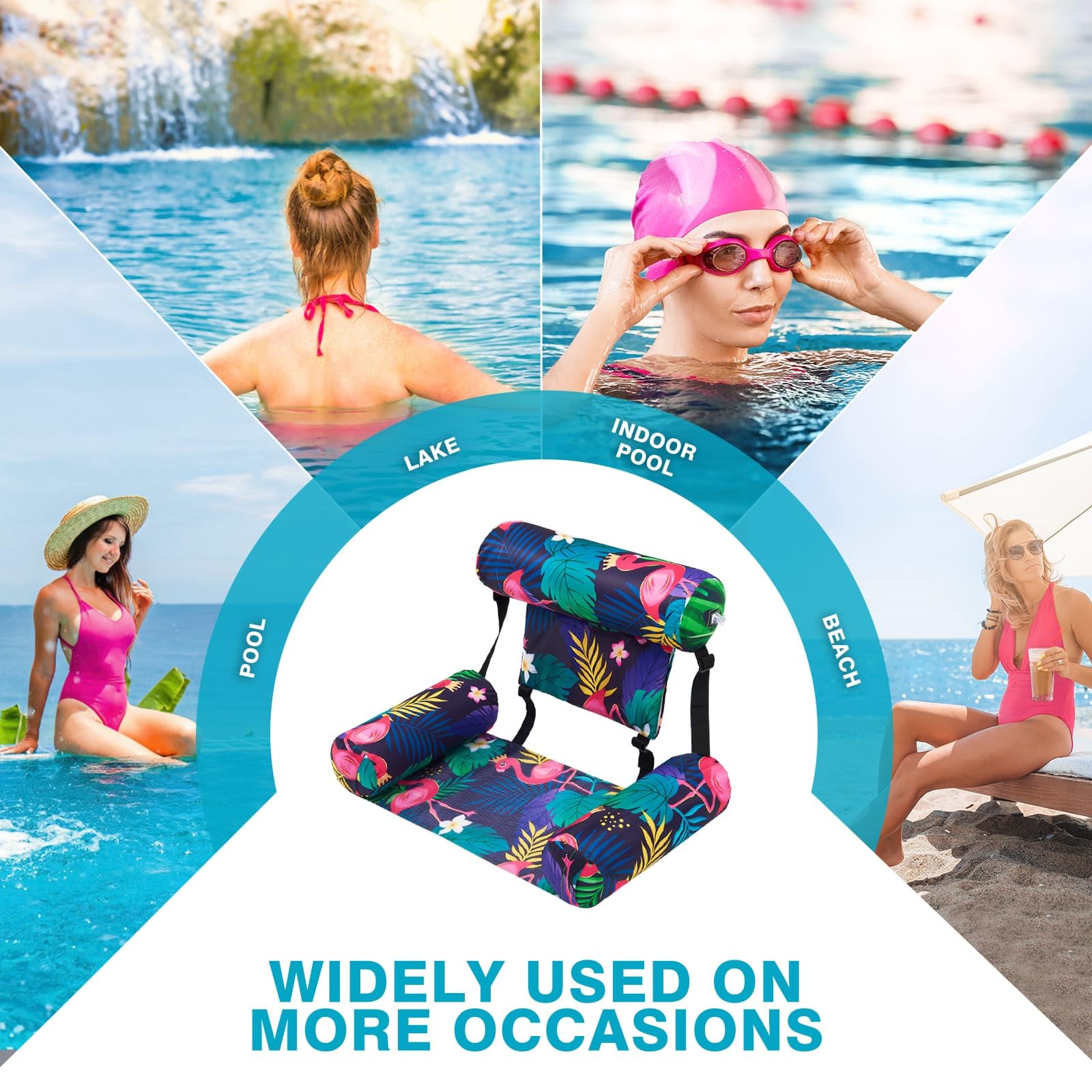 Foto 8 pulgar | Silla Flotante Para Piscina Wernnsai Con Plantas De Color Verde Flamenco Para Adultos - Venta Internacional.