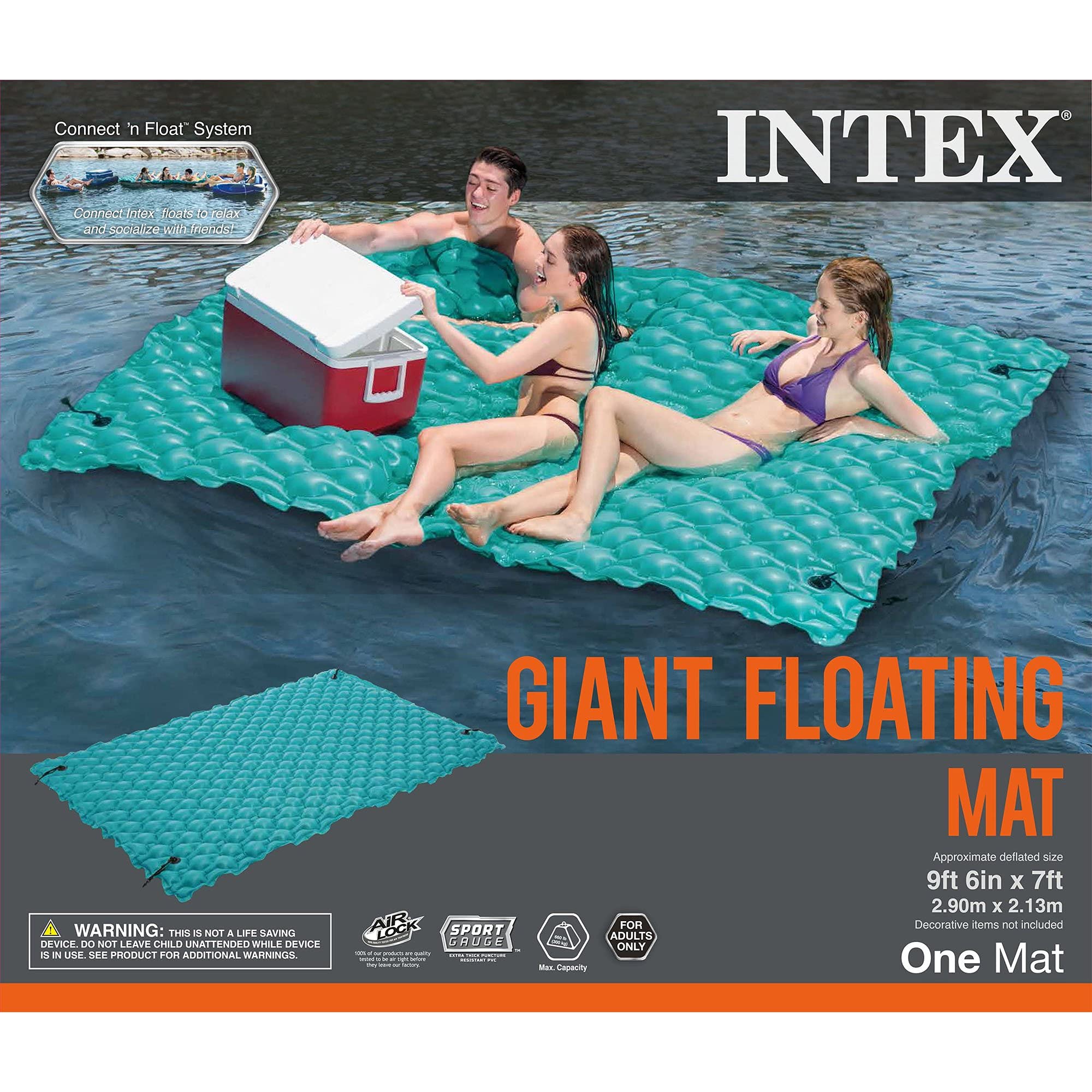 Foto 6 | Alfombrilla De Agua Flotante Intex Giant, Plataforma Relajante, Paquete De 4 - Venta Internacional.