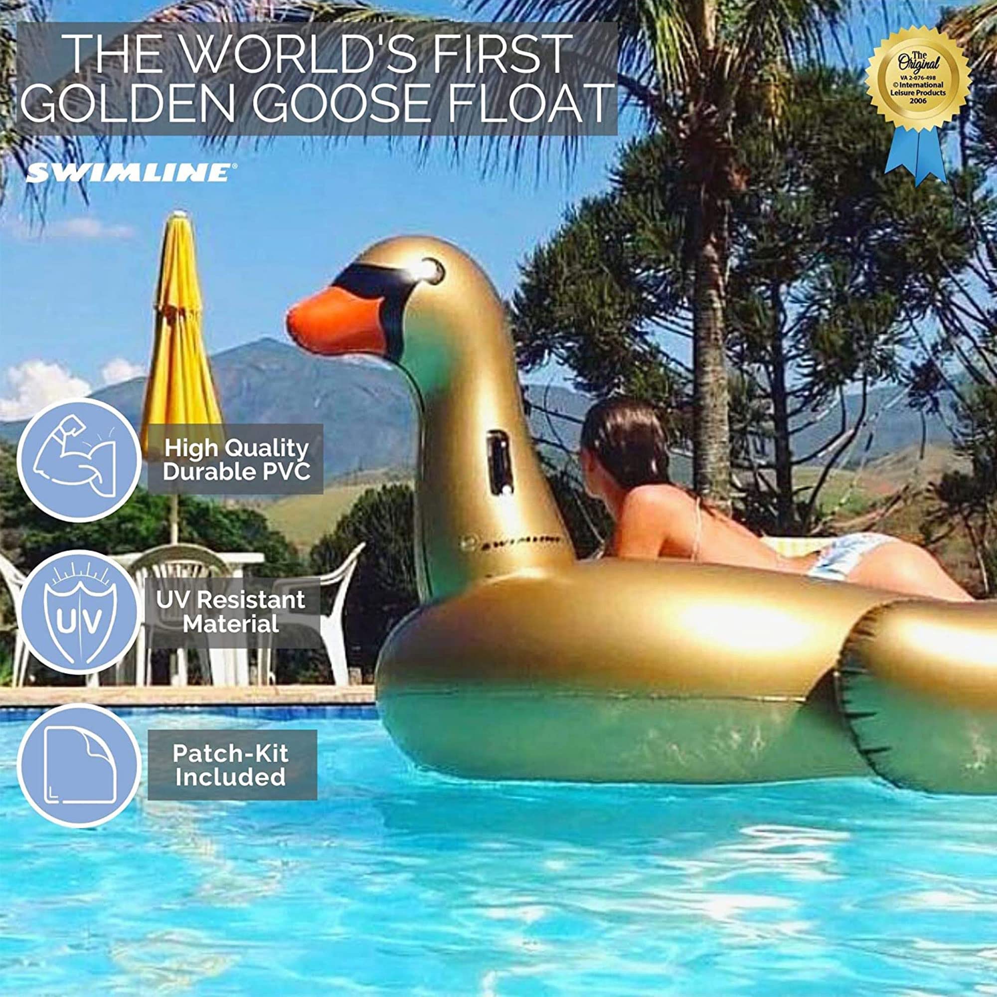 Foto 7 pulgar | Flotador Inflable Para Piscina Swimline Original Golden Goose 90701 - Venta Internacional.