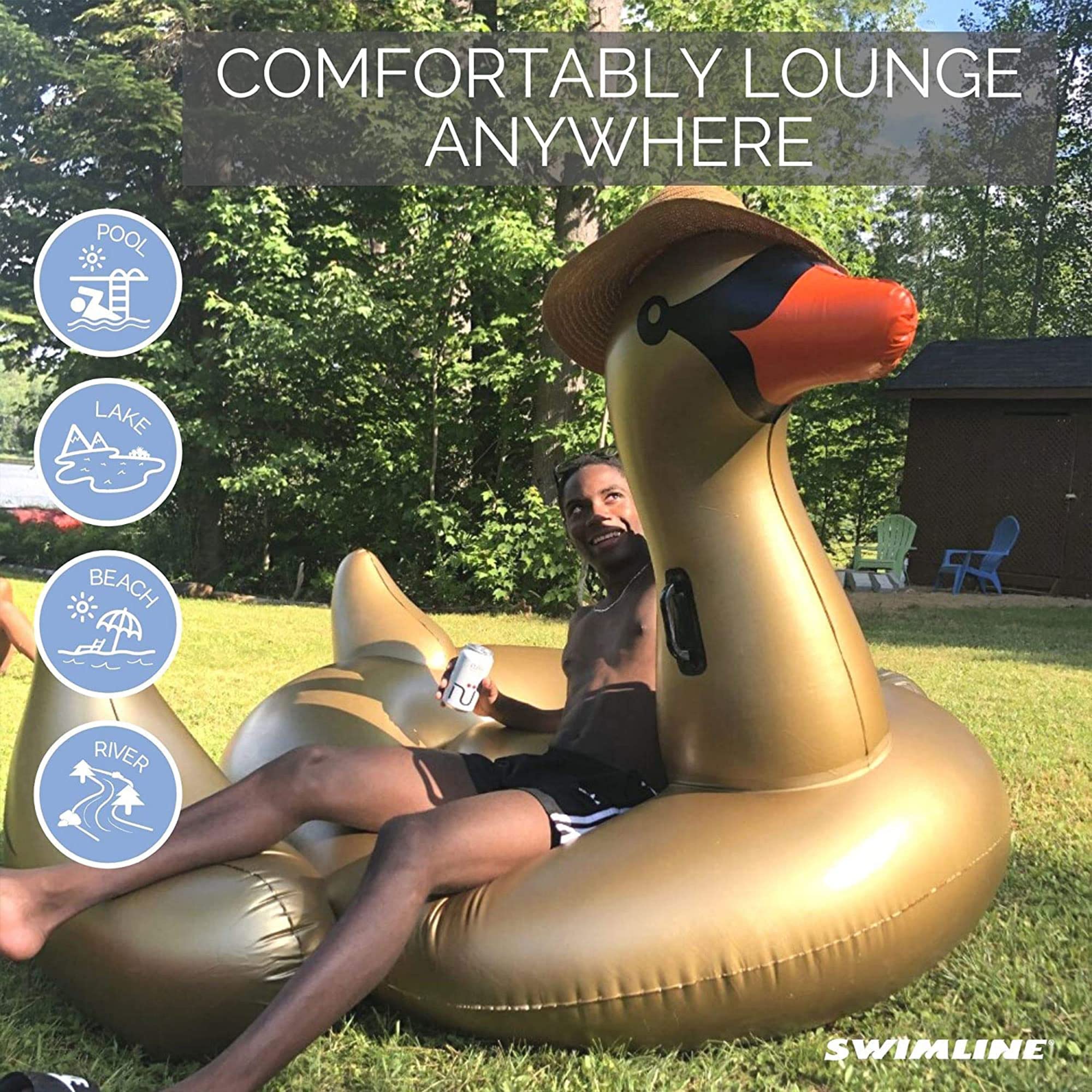 Foto 7 | Flotador Inflable Para Piscina Swimline Original Golden Goose 90701 - Venta Internacional.