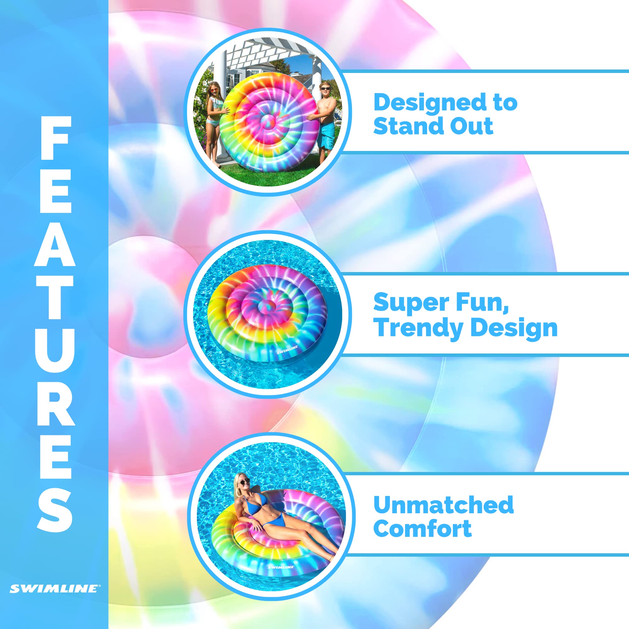 Foto 4 pulgar | Inflatable Island Swimline Tie Dye Spiral Tie Dye 165 Cm (90500) - Venta Internacional.