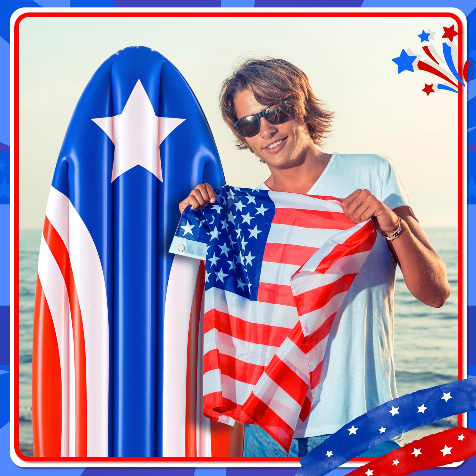 Foto 5 pulgar | Tabla De Surf Inflable Cunhill, Bandera Patriótica Estadounidense, 1 Pieza - Venta Internacional.