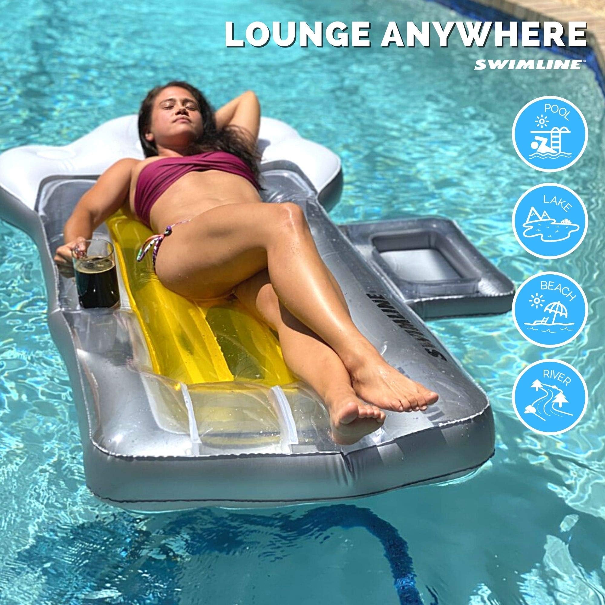 Foto 5 pulgar | Jarra De Cerveza Pool Float Swimline Con Portavasos, 72 X 34 X 8 Pulgadas - Venta Internacional.