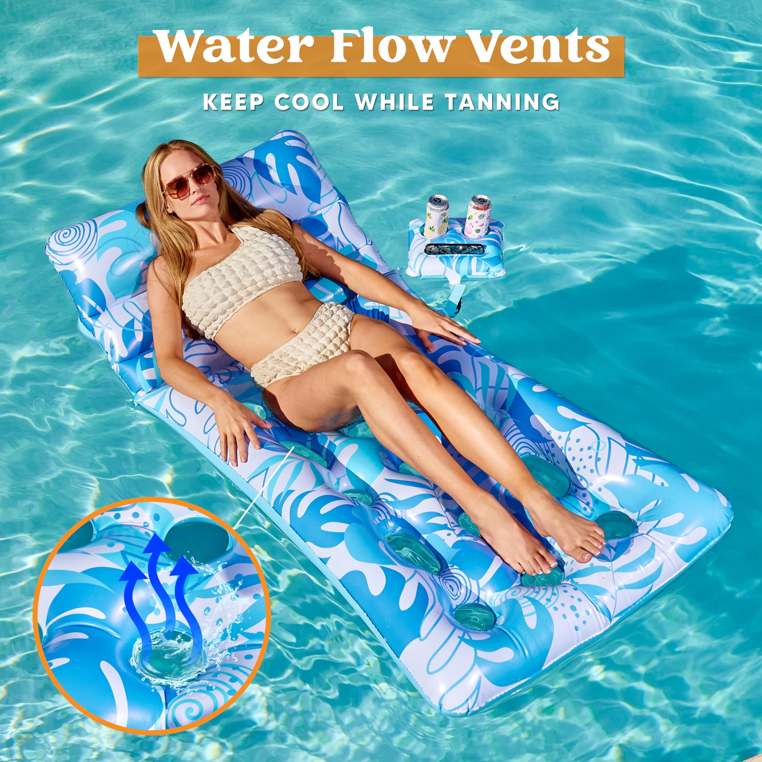 Foto 3 pulgar | Flotador Inflable Para Piscina Sloosh Tropical Leaves Con Respaldo - Venta Internacional.