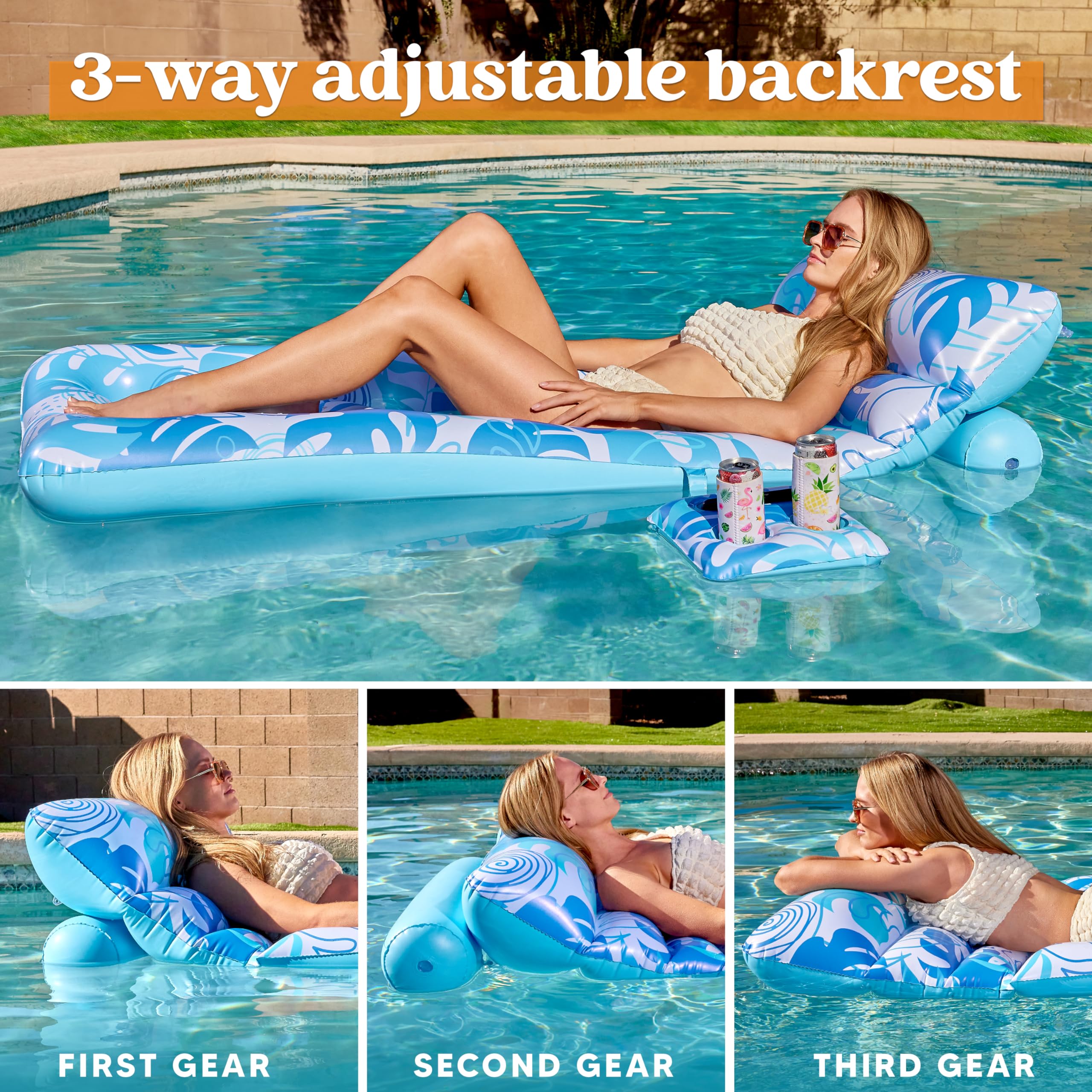 Foto 4 pulgar | Flotador Inflable Para Piscina Sloosh Tropical Leaves Con Respaldo - Venta Internacional.