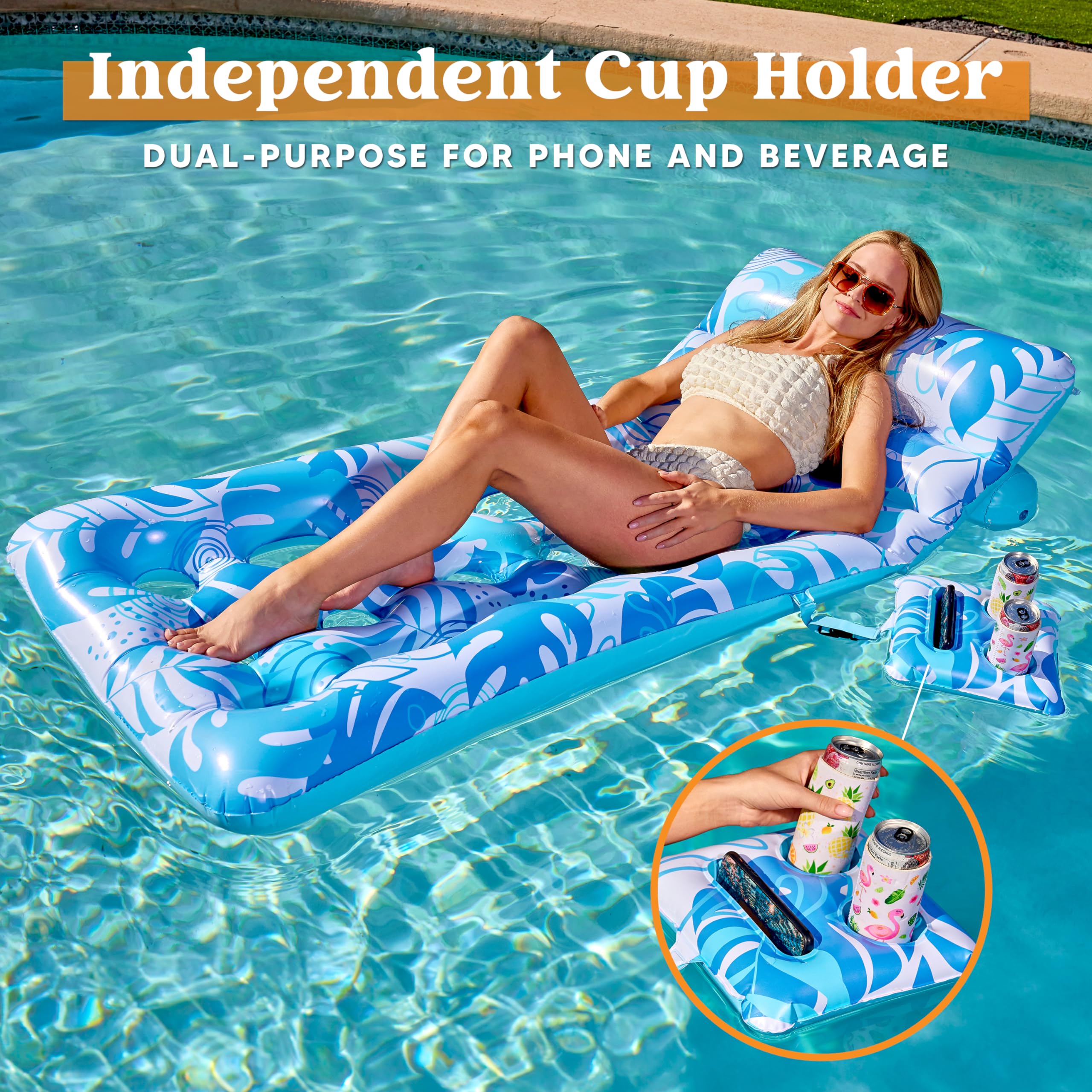 Foto 7 pulgar | Flotador Inflable Para Piscina Sloosh Tropical Leaves Con Respaldo - Venta Internacional.