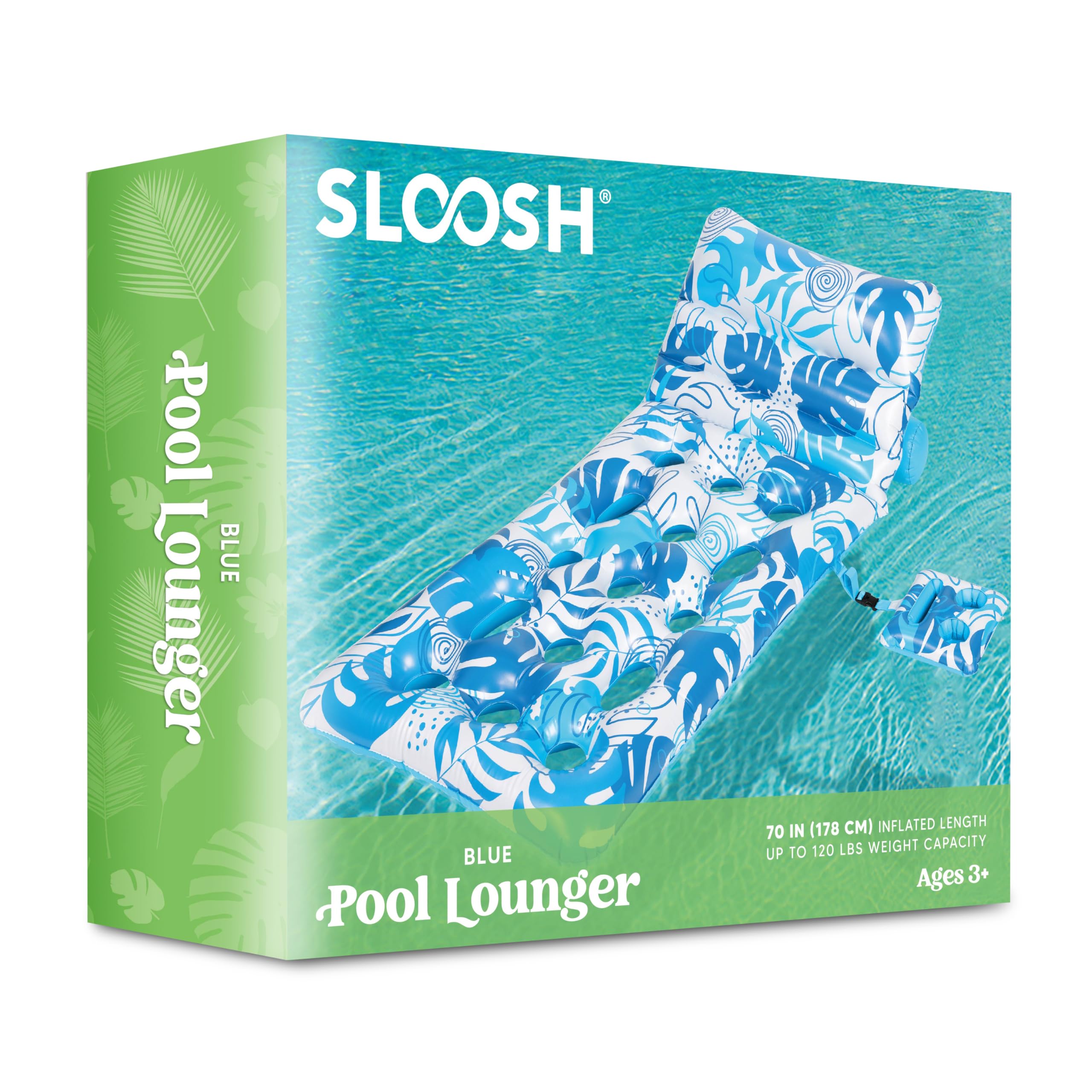 Foto 8 pulgar | Flotador Inflable Para Piscina Sloosh Tropical Leaves Con Respaldo - Venta Internacional.