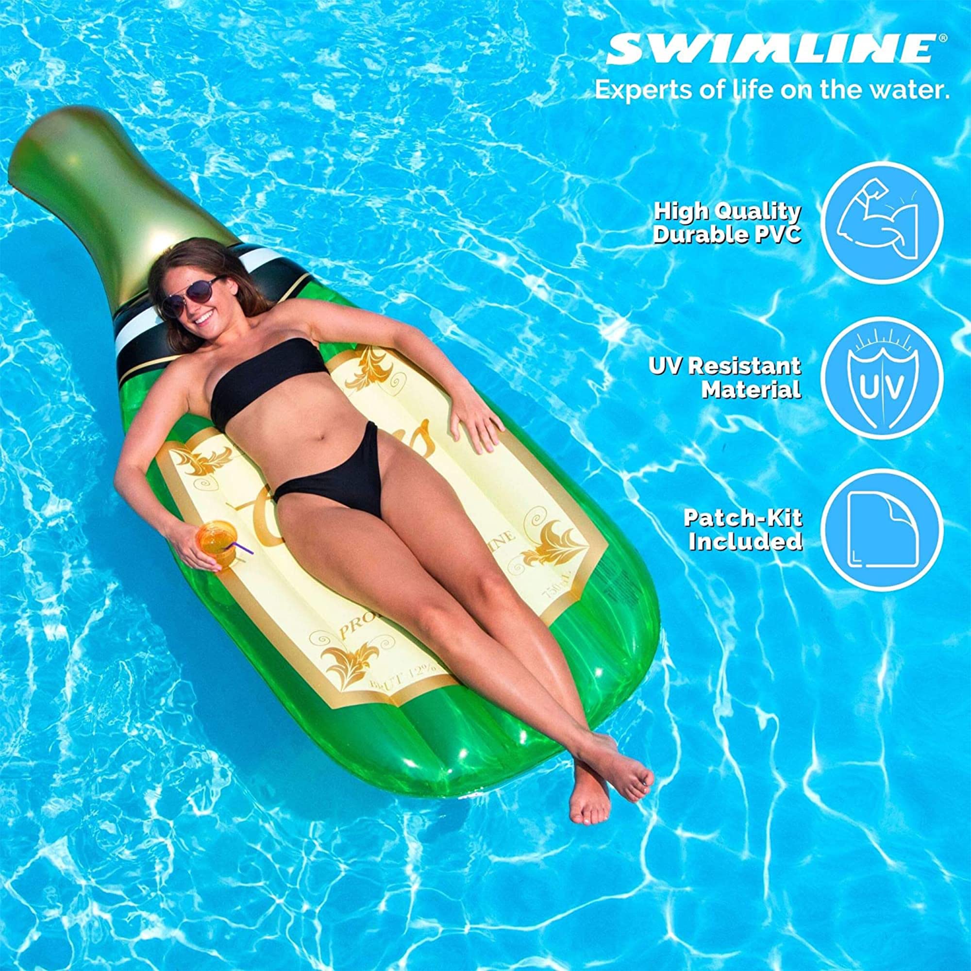 Foto 3 pulgar | Tumbona De Piscina Swimline Cheers Bubbly Champagne 220 X 76 X 20 Cm - Venta Internacional.