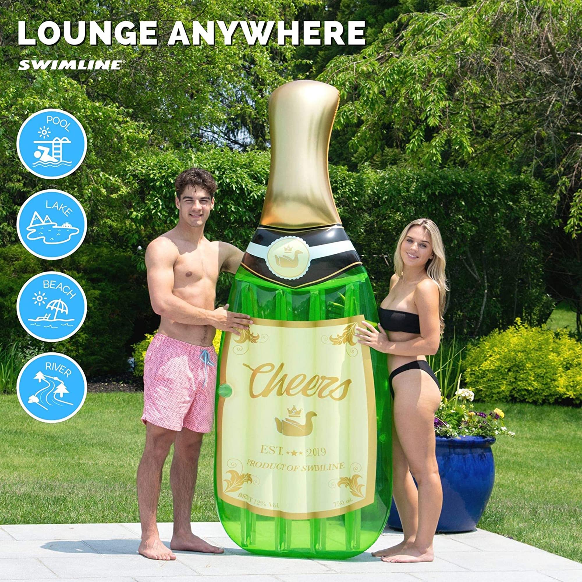 Foto 5 pulgar | Tumbona De Piscina Swimline Cheers Bubbly Champagne 220 X 76 X 20 Cm - Venta Internacional.