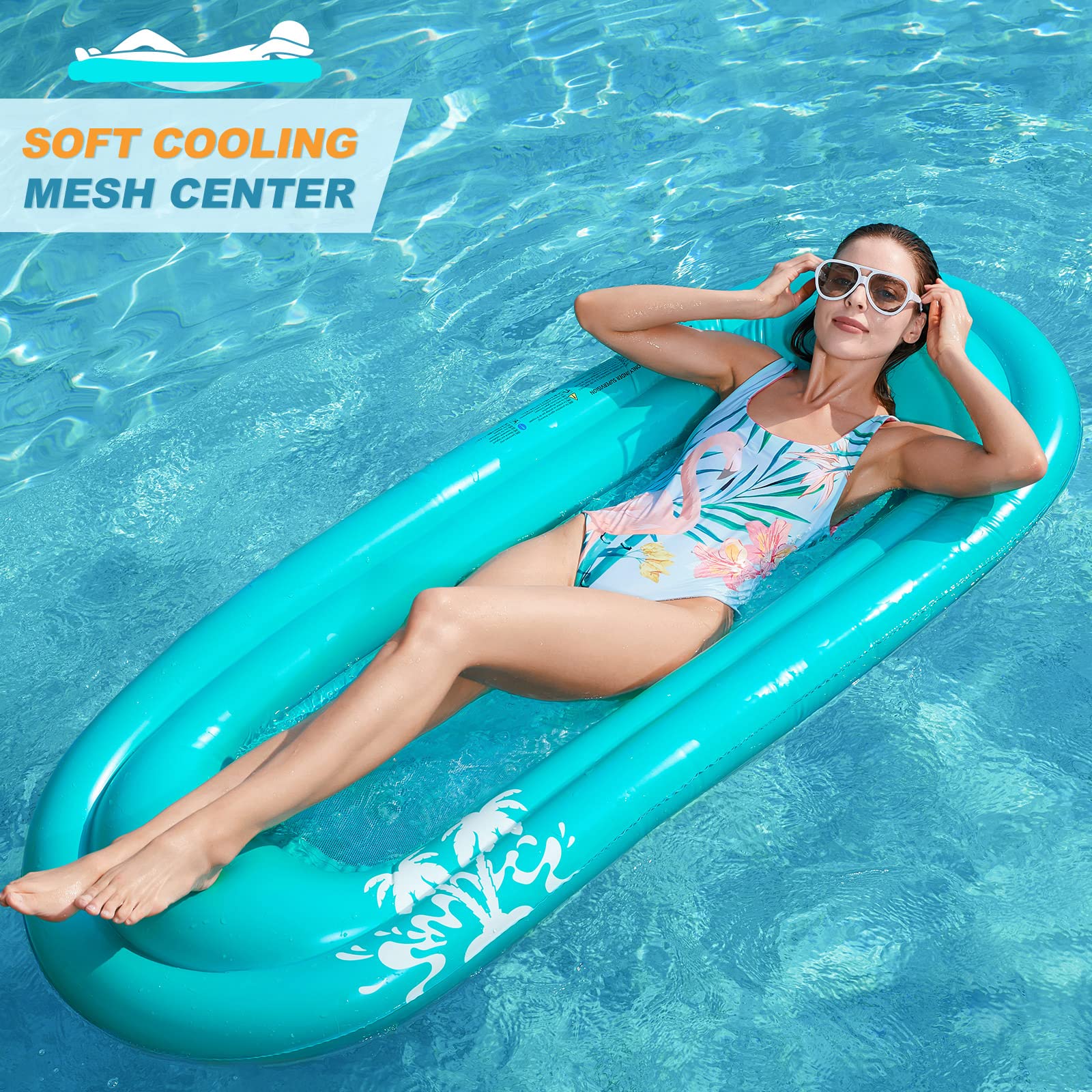 Foto 3 pulgar | Tumbona Inflable Para Piscina, Color Azul Jasonwell, Con Malla, 180 X 85 Cm - Venta Internacional.