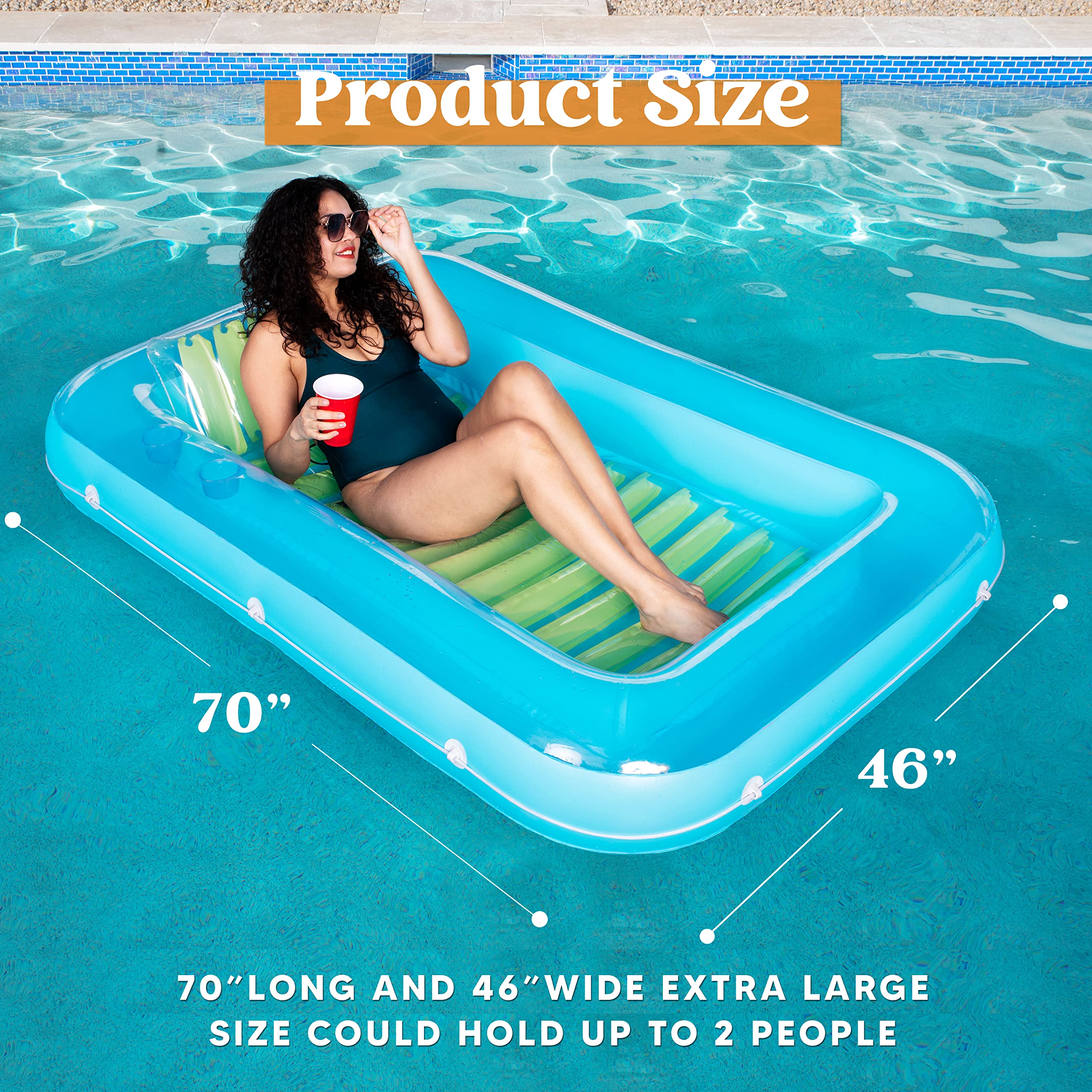 Foto 3 pulgar | Flotador Inflable Para Broncearse En La Piscina, Salón, 70 X 46 Cm, En L, Azul - Venta Internacional.