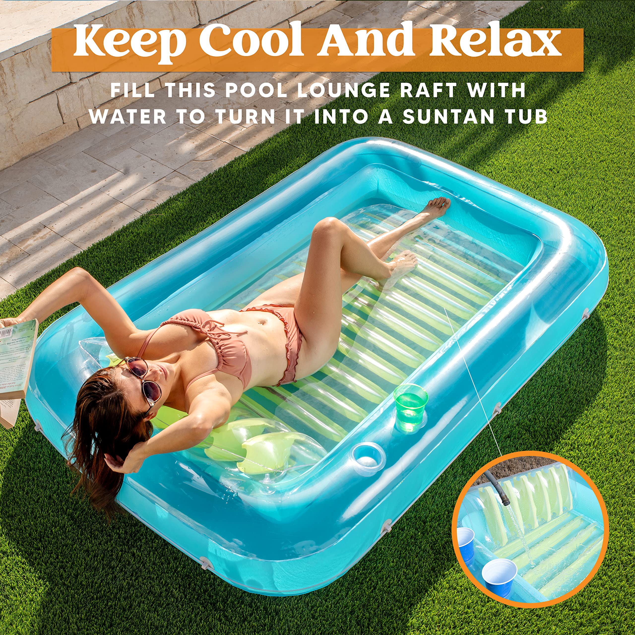Foto 4 pulgar | Flotador Inflable Para Broncearse En La Piscina, Salón, 70 X 46 Cm, En L, Azul - Venta Internacional.