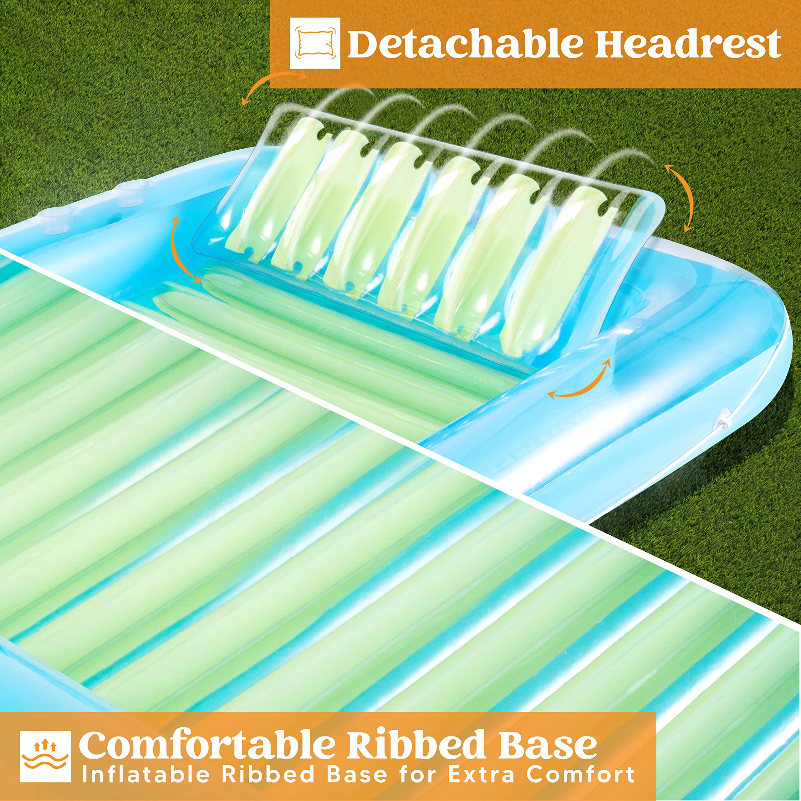 Foto 6 pulgar | Flotador Inflable Para Broncearse En La Piscina, Salón, 70 X 46 Cm, En L, Azul - Venta Internacional.