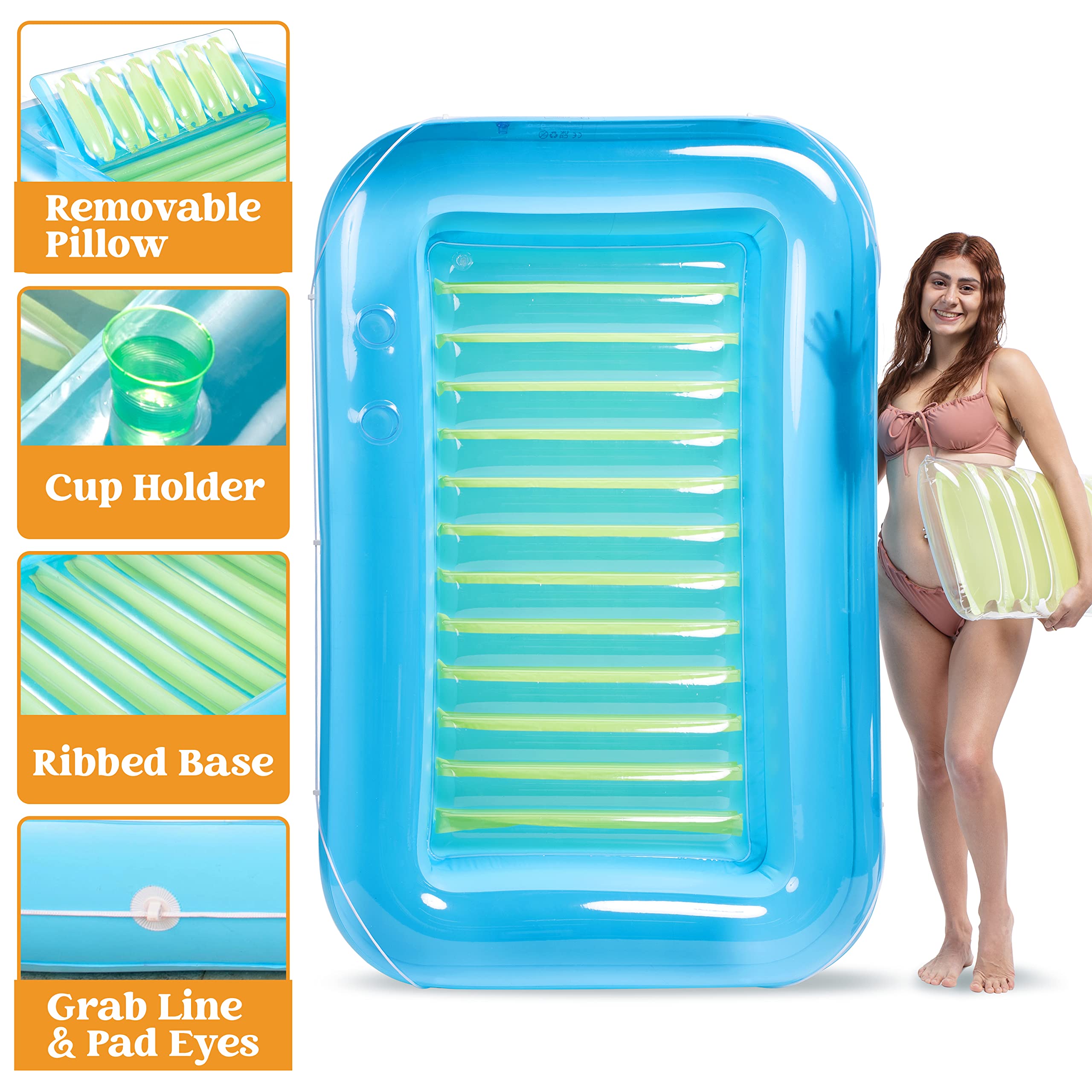 Foto 7 pulgar | Flotador Inflable Para Broncearse En La Piscina, Salón, 70 X 46 Cm, En L, Azul - Venta Internacional.