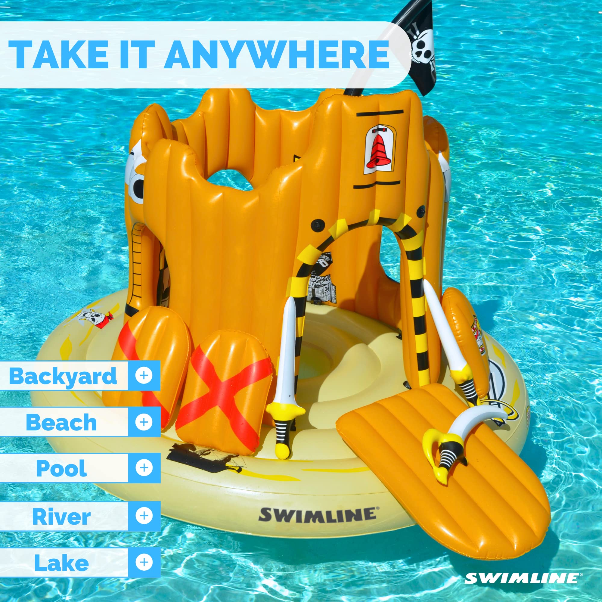 Foto 7 pulgar | Línea De Natación Inflable Pirate Castle Para Niños Y Adultos - Venta Internacional.