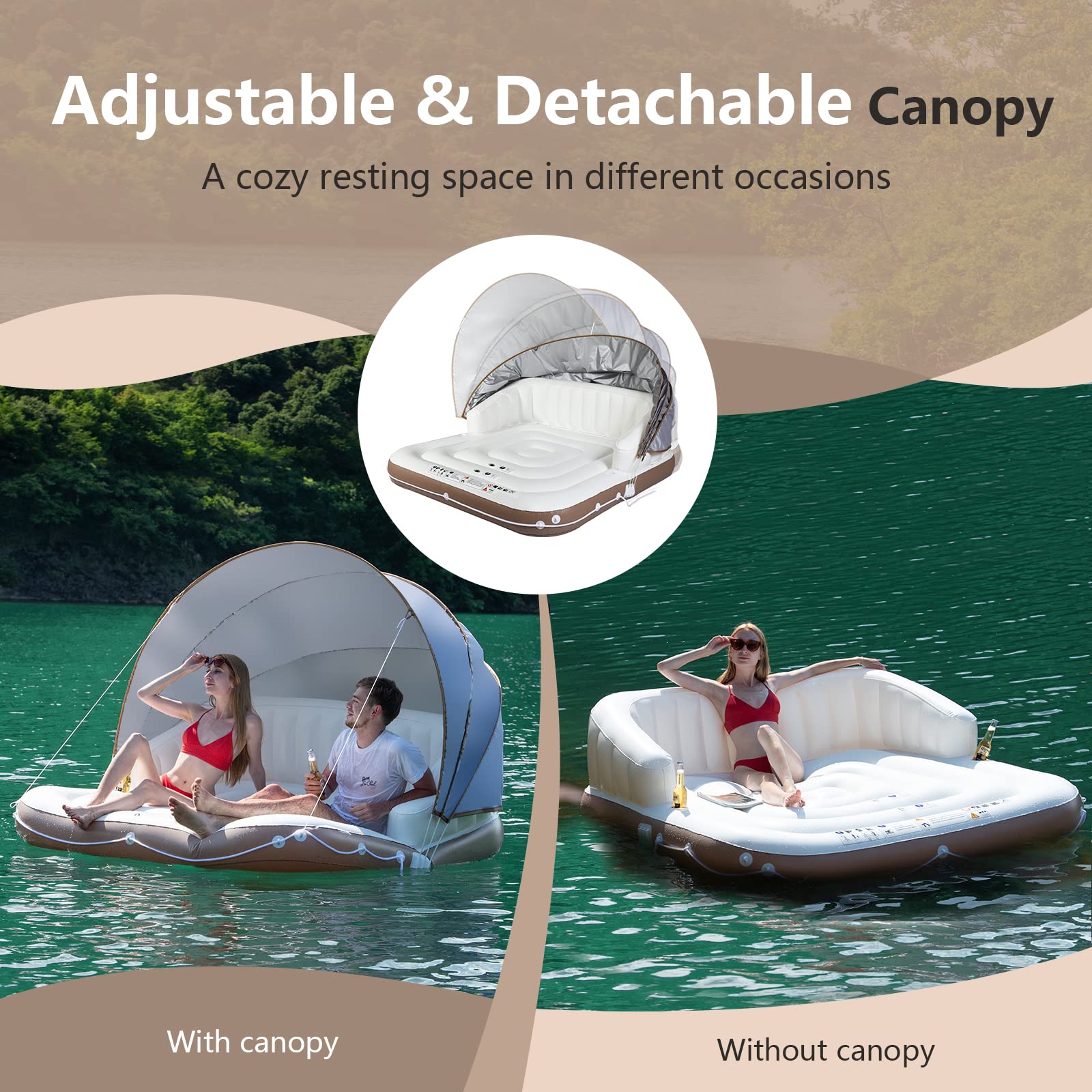 Foto 3 pulgar | Flotador De Piscina Giantex De Canopy Island Con Sombrilla Para Adultos - Venta Internacional.