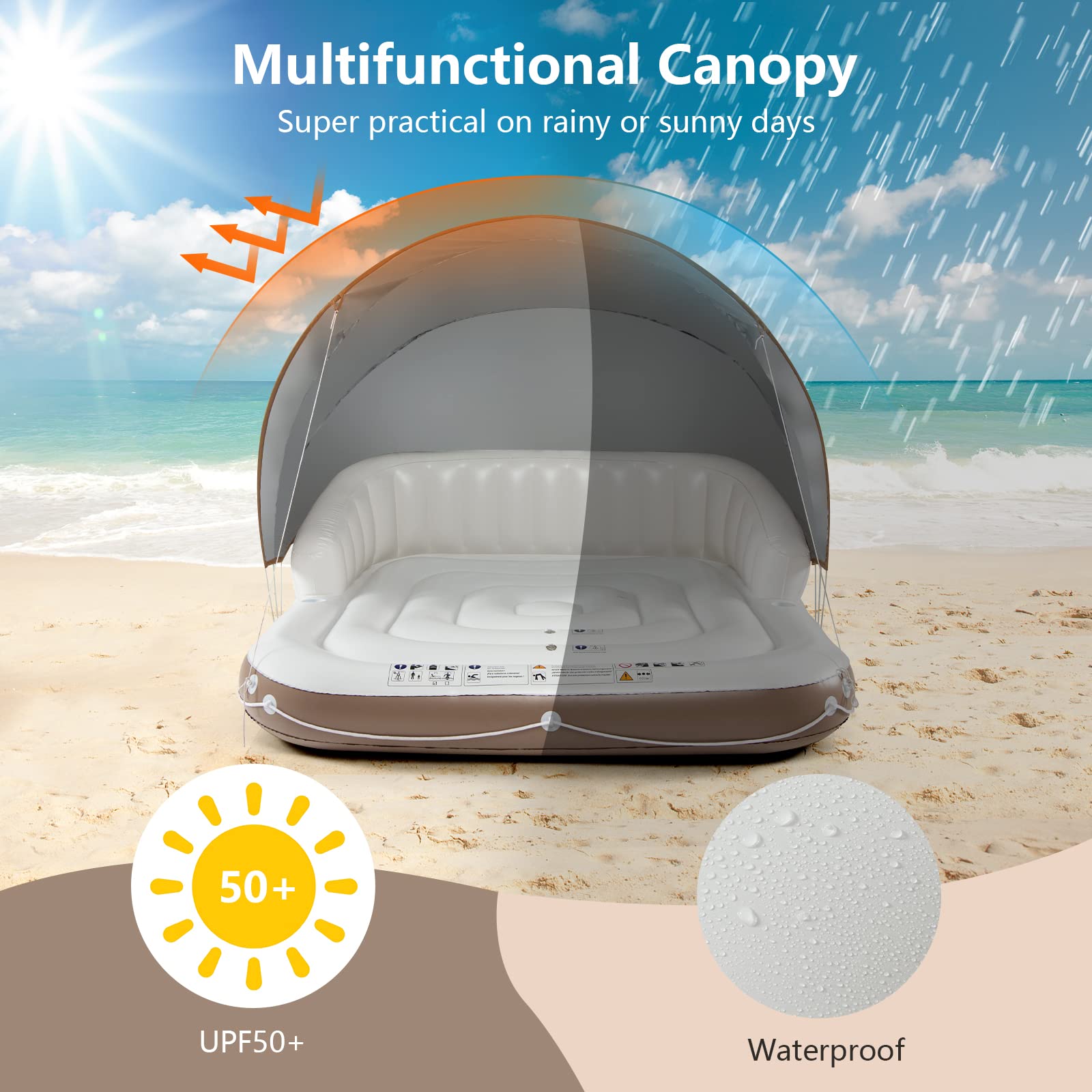 Foto 4 pulgar | Flotador De Piscina Giantex De Canopy Island Con Sombrilla Para Adultos - Venta Internacional.