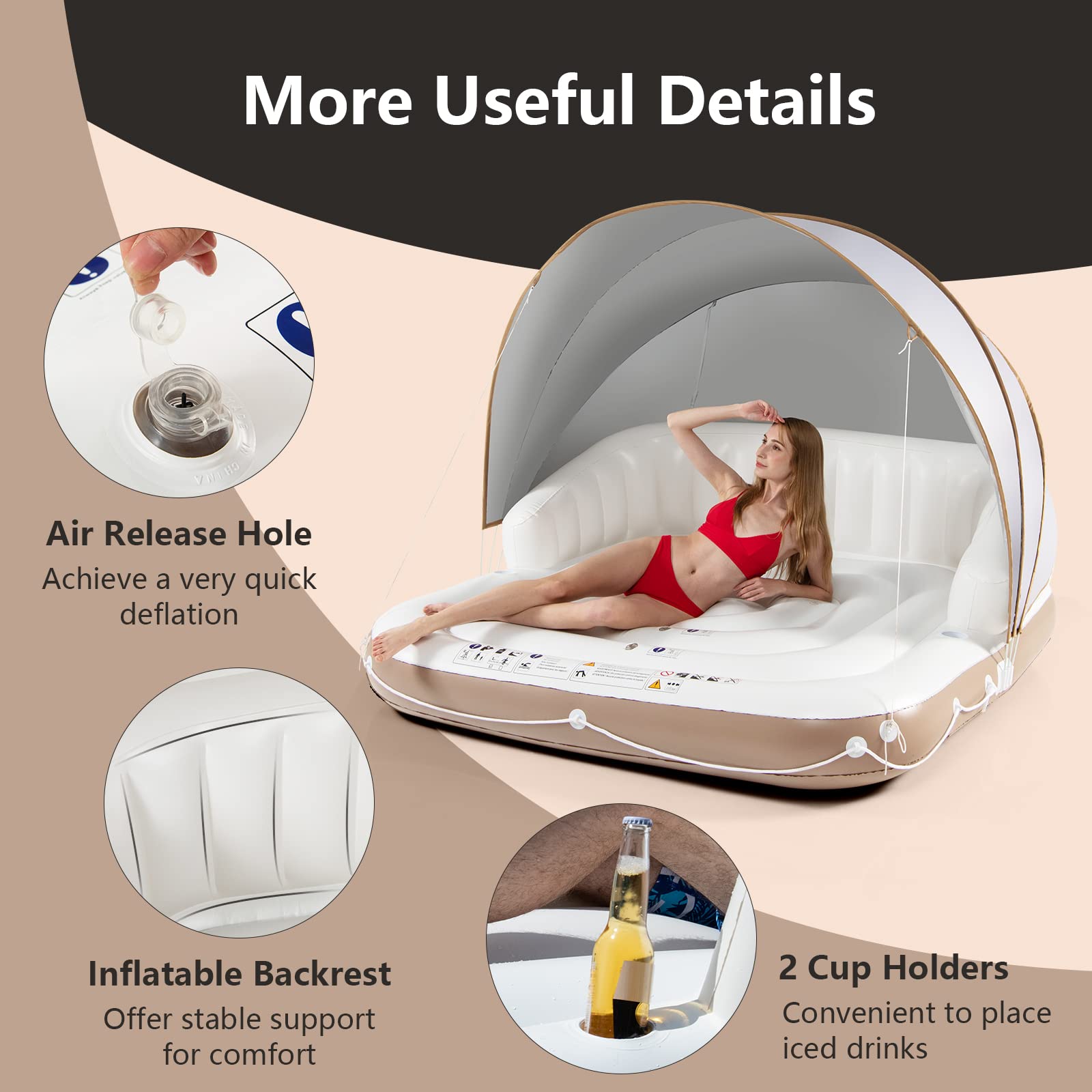 Foto 5 pulgar | Flotador De Piscina Giantex De Canopy Island Con Sombrilla Para Adultos - Venta Internacional.
