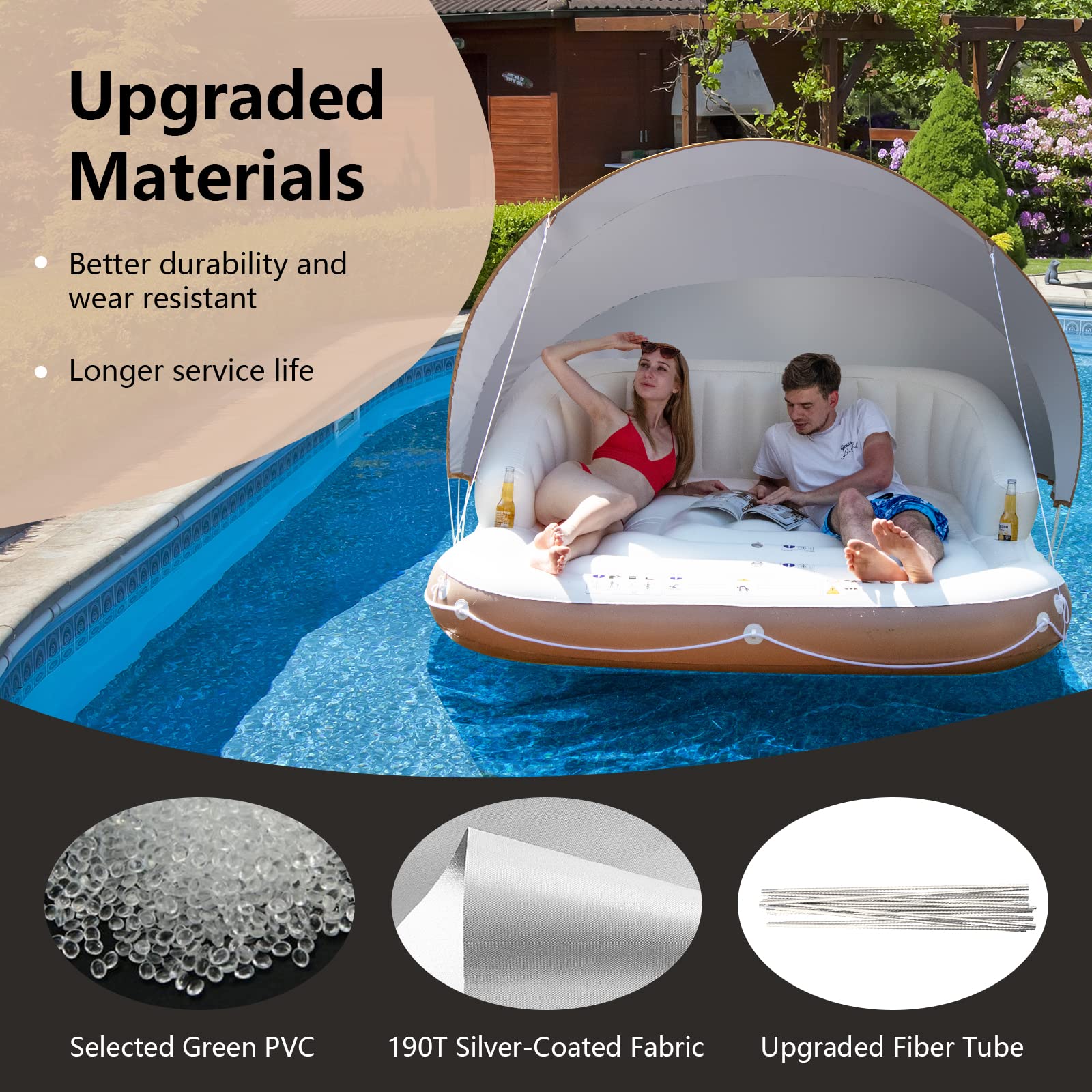 Foto 6 pulgar | Flotador De Piscina Giantex De Canopy Island Con Sombrilla Para Adultos - Venta Internacional.