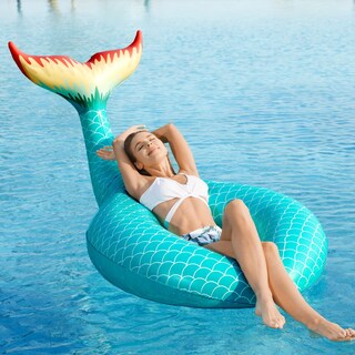 Foto 2 | Piscina Hinchable Jasonwell Con Forma De Cola De Sirena Gigante, Color Verde - Venta Internacional.