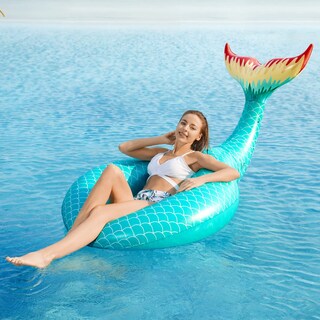 Foto 3 | Piscina Hinchable Jasonwell Con Forma De Cola De Sirena Gigante, Color Verde - Venta Internacional.