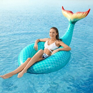 Foto 4 | Piscina Hinchable Jasonwell Con Forma De Cola De Sirena Gigante, Color Verde - Venta Internacional.