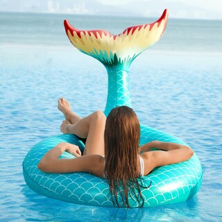 Foto 6 | Piscina Hinchable Jasonwell Con Forma De Cola De Sirena Gigante, Color Verde - Venta Internacional.