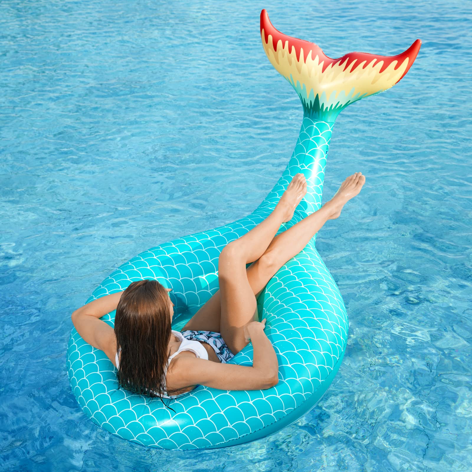 Foto 8 pulgar | Piscina Hinchable Jasonwell Con Forma De Cola De Sirena Gigante, Color Verde - Venta Internacional.