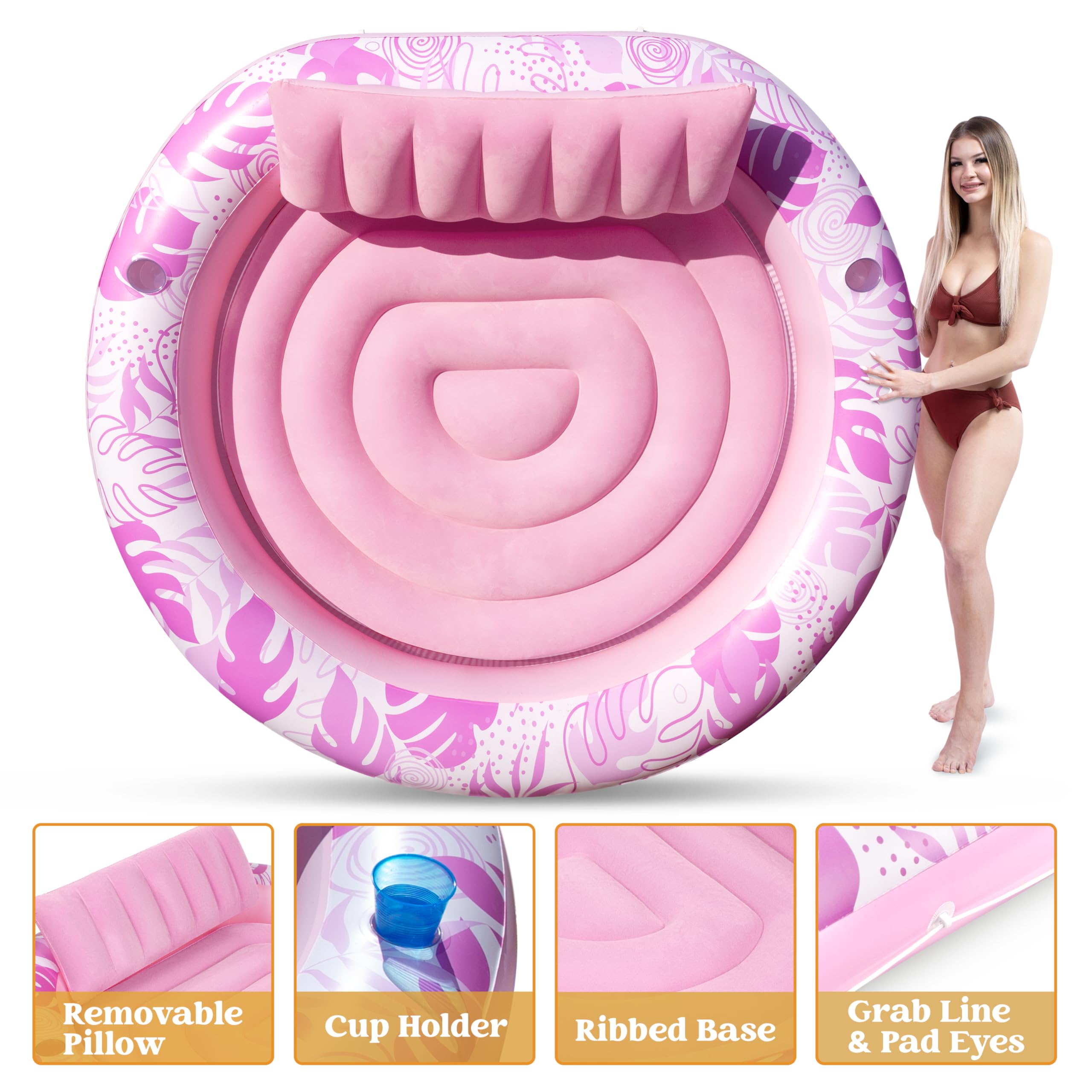 Foto 7 pulgar | Tumbona De Piscina Float Sloosh Tanning De Tela De Lujo Rosa - Venta Internacional.